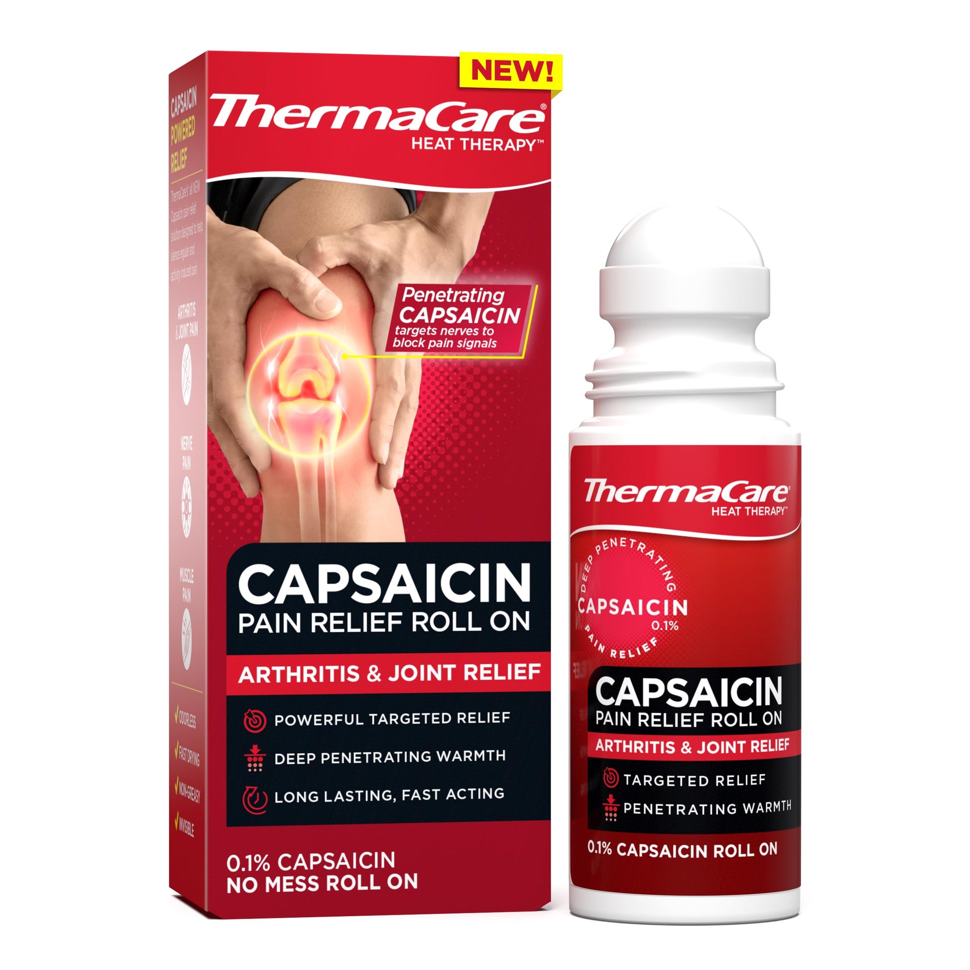 ThermaCare Arthritis Pain Relief Roll-On - Fast-Acting Capsaicin Formula for Joint & Muscle Pain - Soothing Warmth - Mess-Free Application - Targets Stiffness & Discomfort - 2.5 oz ThermaCare buy supplements canada