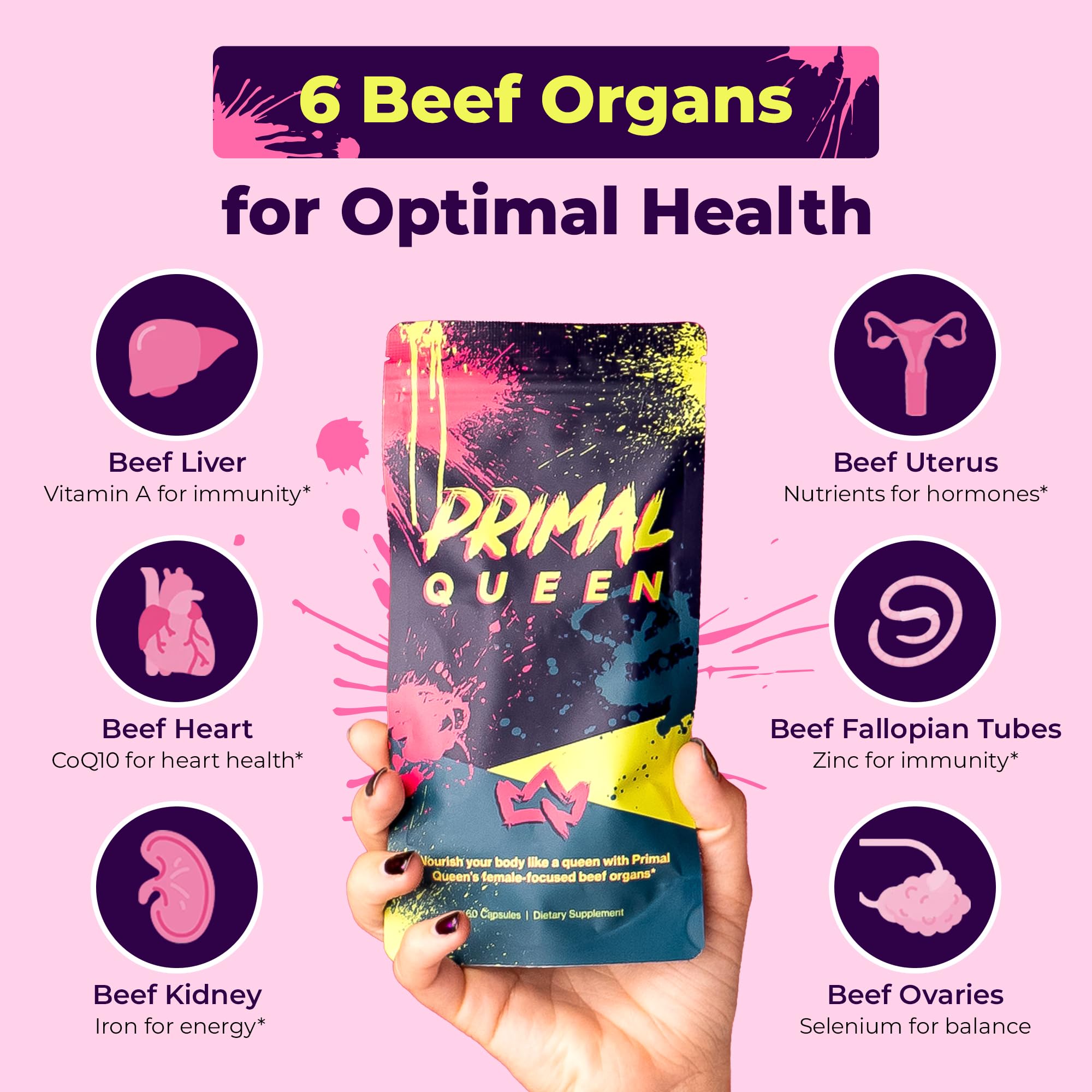 Primal Queen Female-Optimized Beef Organ Superfood Supplement (Beef Liver, Kidney, Heart, & 3 More) - 100% Grass Fed, Pasture Raised - 3rd Party & Clinically Tested Primal Queen buy supplements canada