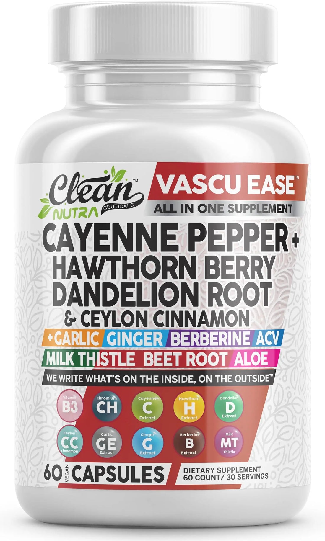 Clean Nutra Cayenne Pepper Capsules Supplement with Hawthorn Berry, Dandelion Root, Ceylon Cinnamon, Garlic, Ginger, Berberine, Apple Cider Vinegar, Milk Thistle, Beet Root, Aloe Vera Pills & More Clean Nutraceuticals buy supplements canada
