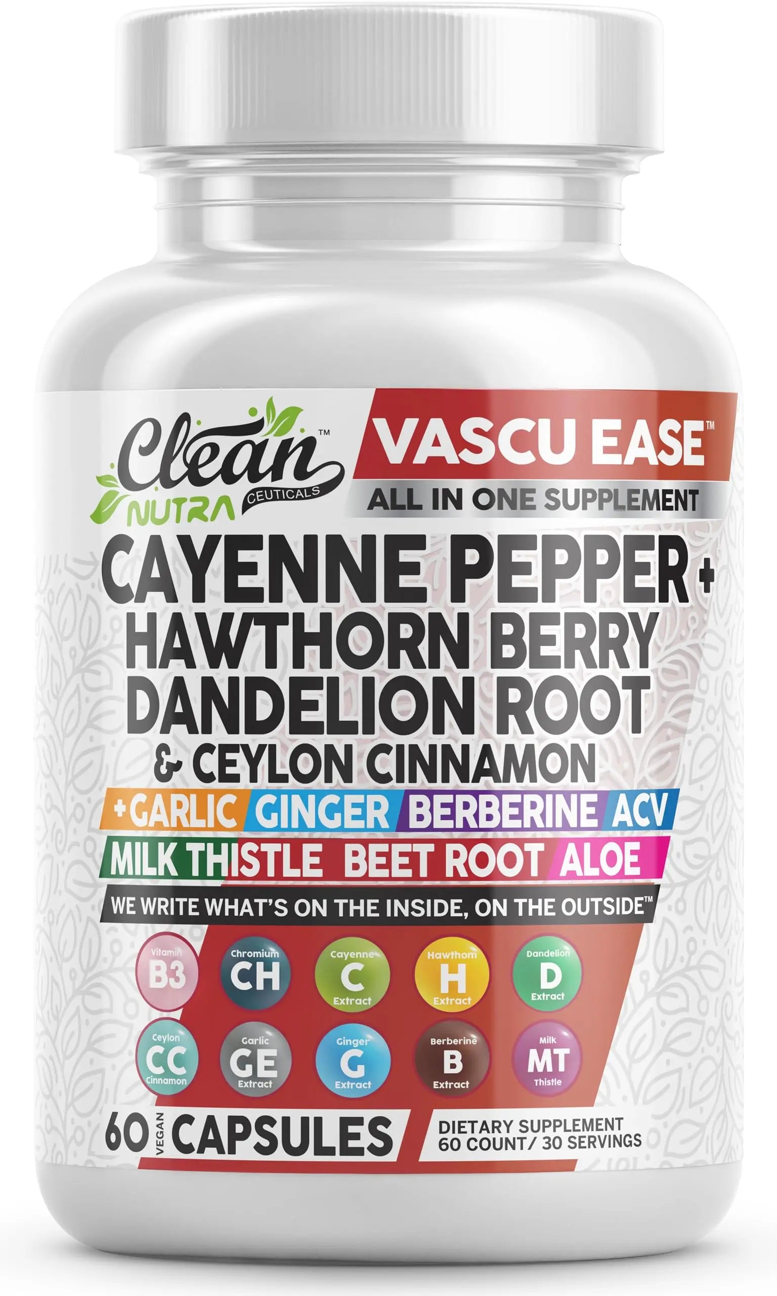 Clean Nutra Cayenne Pepper Capsules Supplement with Hawthorn Berry, Dandelion Root, Ceylon Cinnamon, Garlic, Ginger, Berberine, Apple Cider Vinegar, Milk Thistle, Beet Root, Aloe Vera Pills & More Clean Nutraceuticals buy supplements canada