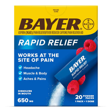 Bayer® Rapid Relief, Dissolvable Raspberry Flavor, Powder Packs with Aspirin & Caffeine, Fast Acting Headache Relief, Muscle and Body Pain Reliever, 20ct Bayer buy supplements canada