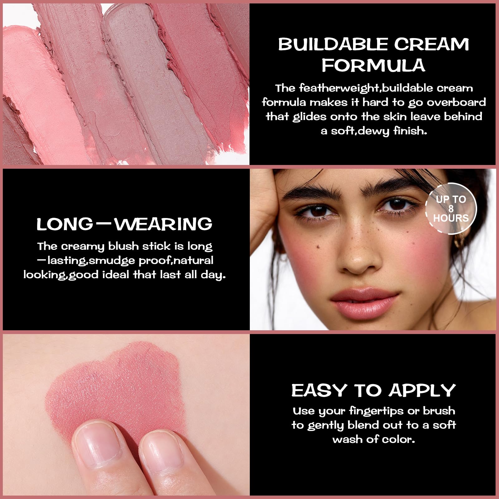 FOCALLURE Cream Blush Makeup,Buildable Blush Stick for Cheeks,Matte and Dewy Finish,Long Wearing,Easy Application,Lightweight Multi Stick,ROSE FLUSH FOCALLURE buy supplements canada