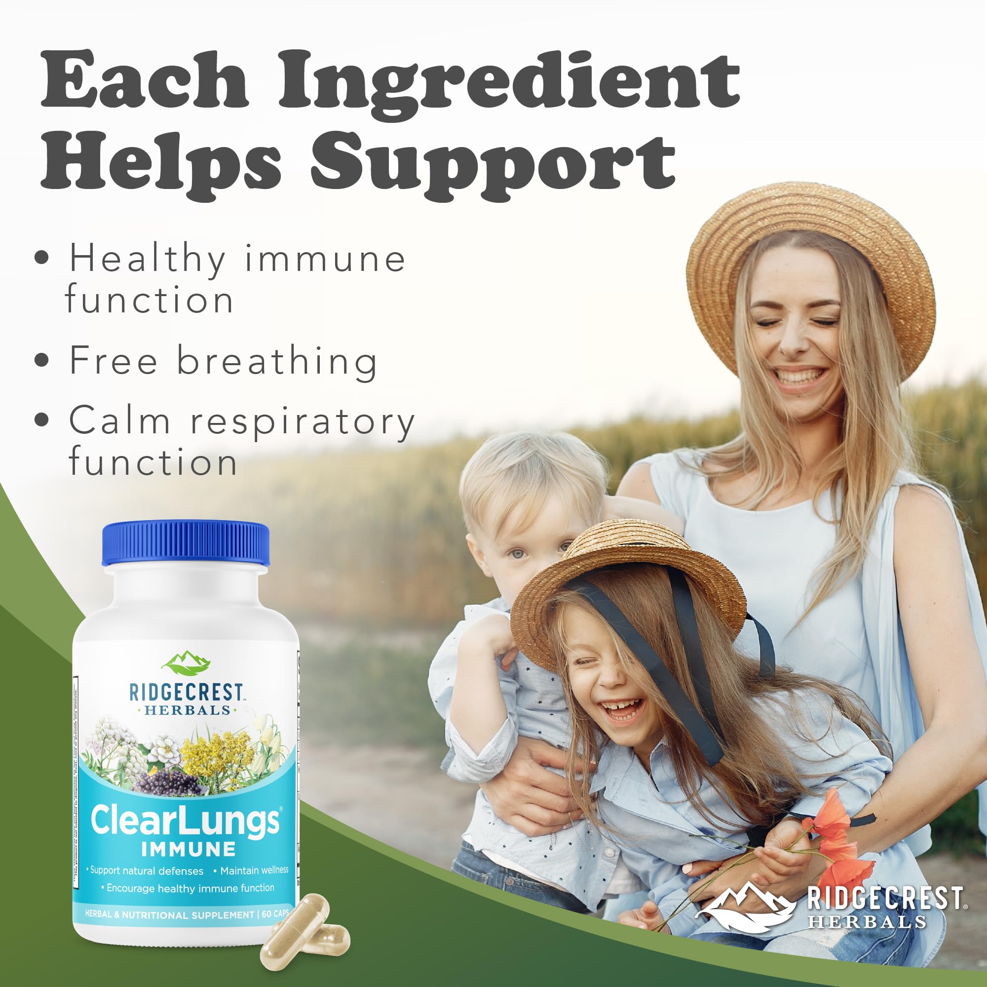 RidgeCrest Herbals ClearLungs Immune, Lung Support Supplement with Elderberry, Zinc, Vitamin C, Vitamin A, Olive Leaf, Mullein, Lung Wellness Formula for Respiratory Health (60 Vegan Caps, 30 Serv) RidgeCrest Herbals buy supplements canada