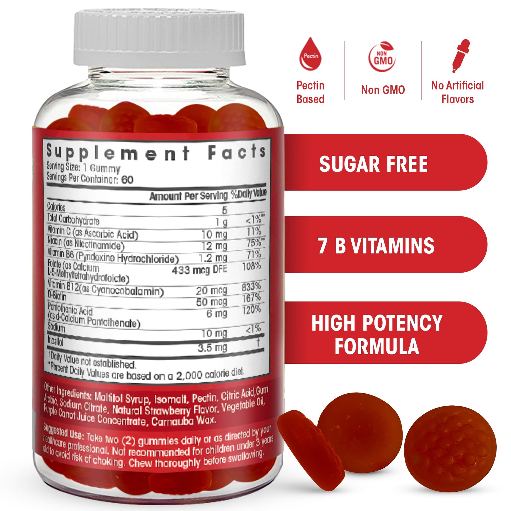 Sugar Free Vitamin B Complex Gummies - Vitamin B12, B7, B6, B3 (Niacin), B5, B8, B9 (Folate)- Third Party Tested- Prenatal, Vegan Diet, Older Adults Flamingo Supplements buy supplements canada