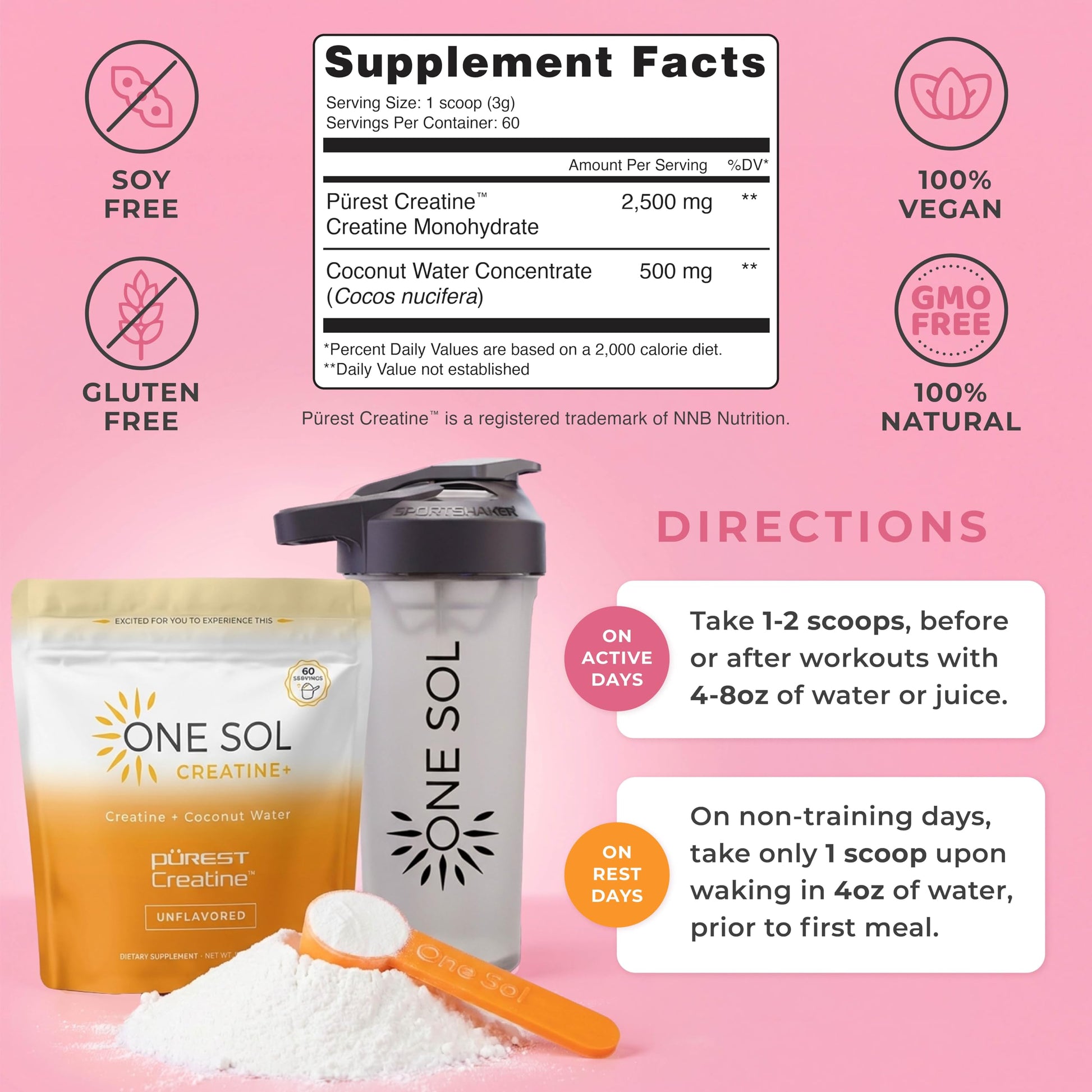One Sol Creatine for Women, All Natural Women's Creatine Powder w Pure Creatine & Coconut Water, Increase Lean Muscle Mass, Reduce Recovery Time, Promotes Brain & Bone Health (Unflavored, 60 Servings) One Sol buy supplements canada