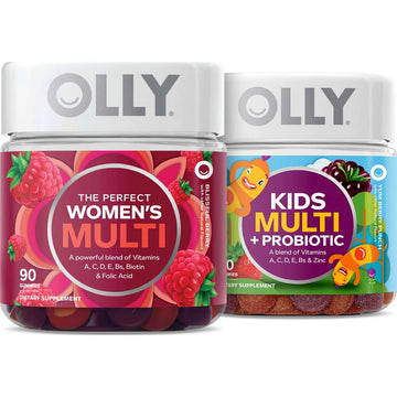 OLLY Gift, Family 2 Pack: Women's Multivitamin Gummy (90 Count), Kids Multivitamin + Probiotic Gummy (70 Count), Vitamins A, D, C, E, B, Chewable Supplement OLLY buy supplements canada