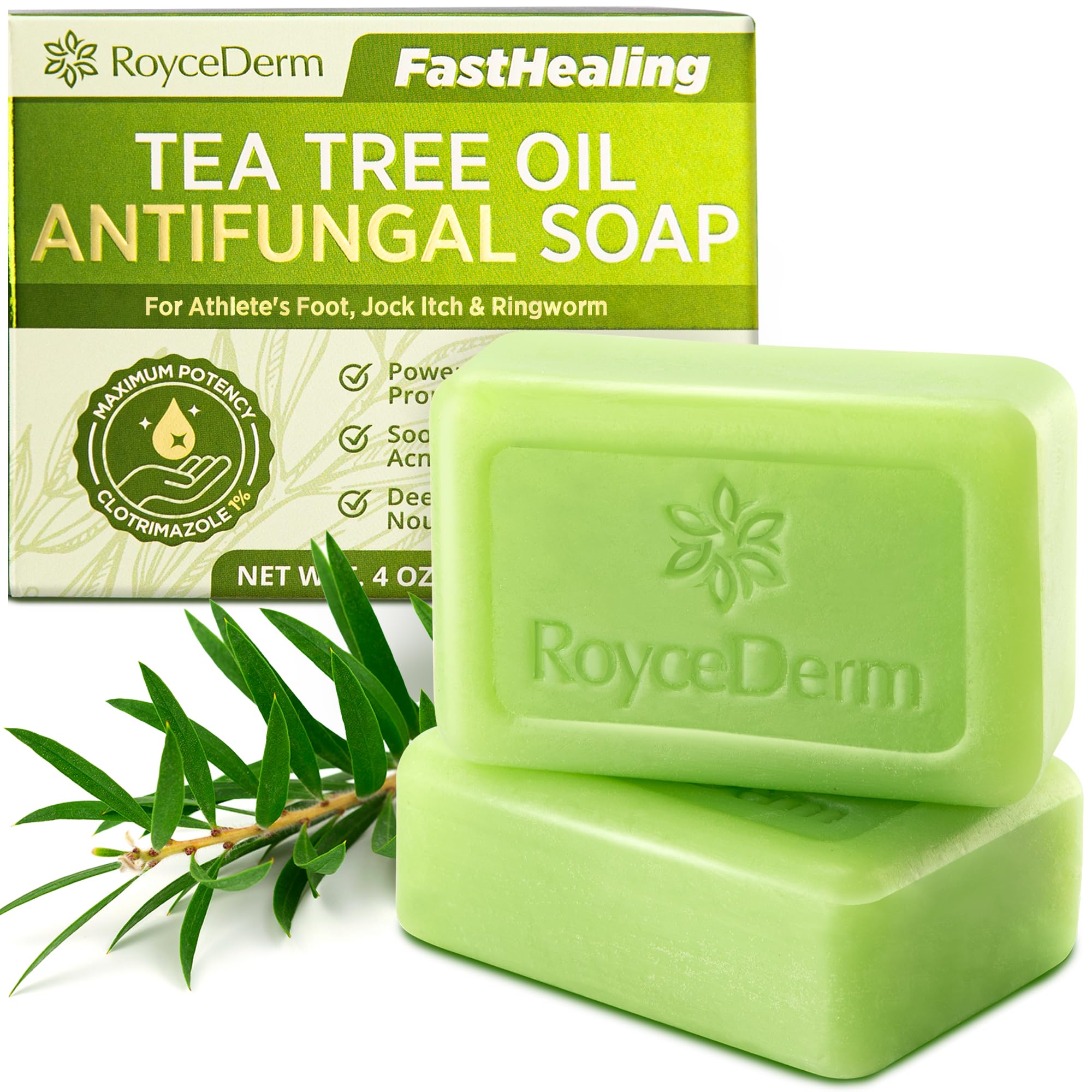 Roycederm Antifungal Bar Soap - Tea tree Oil Soap - Athlete’s Foot Treatment for Jock Itch & Ringworm Roycederm buy supplements canada