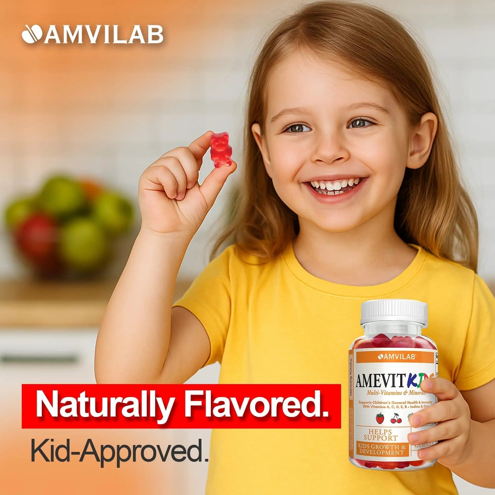 AMVILAB Amevit Kids Gummy Multivitamin – Complete Daily Vitamins for Children – with Essential Nutrients for Growth & Immunity AMVILAB buy supplements canada