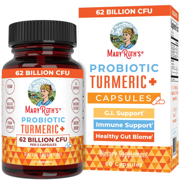 MaryRuth Organics Probiotic Turmeric + Extra GI Support | 62 Billion CFU | Organic Ingredients Turmeric Complex with Probiotics | Turmeric Curcumin Capsules for Digestion | Vegan | 60 Count MARYRUTH'S buy supplements canada