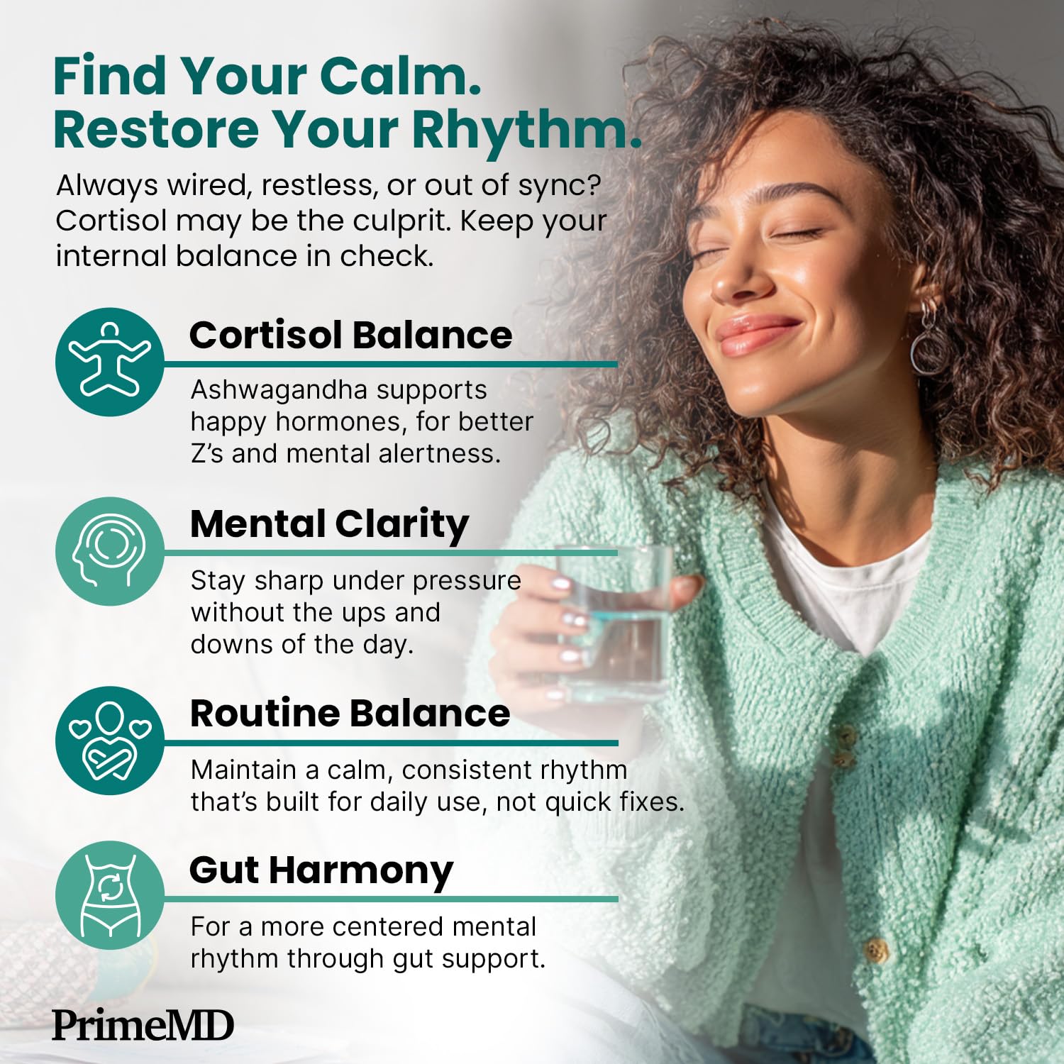5-in-1 Cortisol Supplement for Women and Men with Ashwagandha for Calmness, Focus, and Adrenal Support Supplements with Shilajit Extract, Magnesium Glycinate, Probiotics (120 ct) (Pack of 1) PrimeMD buy supplements canada