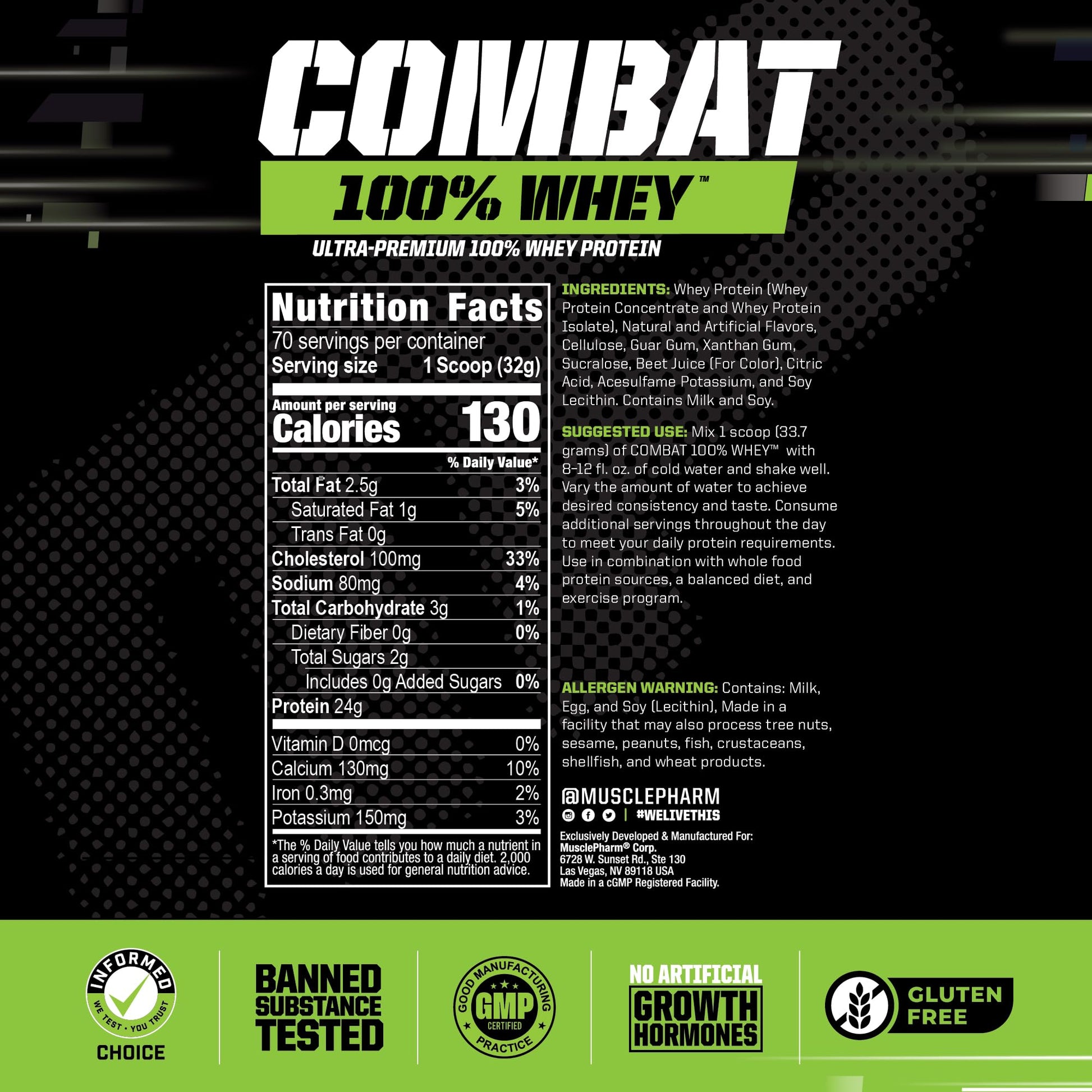 MusclePharm Combat 100% Whey Protein Powder, Strawberry Cream Flavor Muscle Pharm buy supplements canada