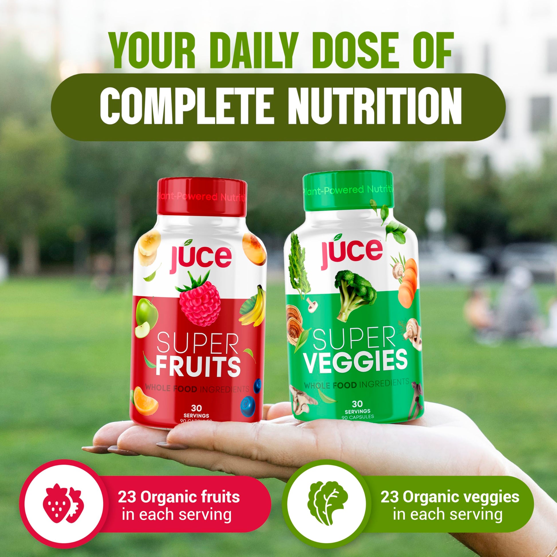 Juce Original Formula - Organic Super Fruit & Veggies Supplement - Gluten/Gelatin Free, Soy Free & Vegan- Reds & Greens Superfood Capsules- 23 Fruits & 23 Vegetables (180 Count)- By Terra Kai Organics Terra Kai Organics buy supplements canada