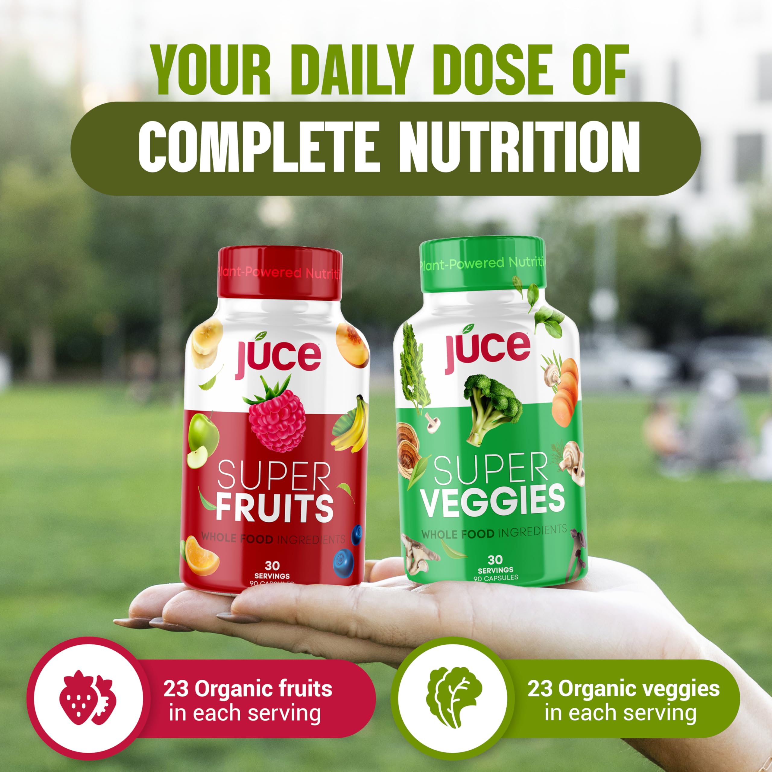 Juce Original Formula - Organic Super Fruit & Veggies Supplement - Gluten/Gelatin Free, Soy Free & Vegan- Reds & Greens Superfood Capsules- 23 Fruits & 23 Vegetables (180 Count)- By Terra Kai Organics Terra Kai Organics buy supplements canada