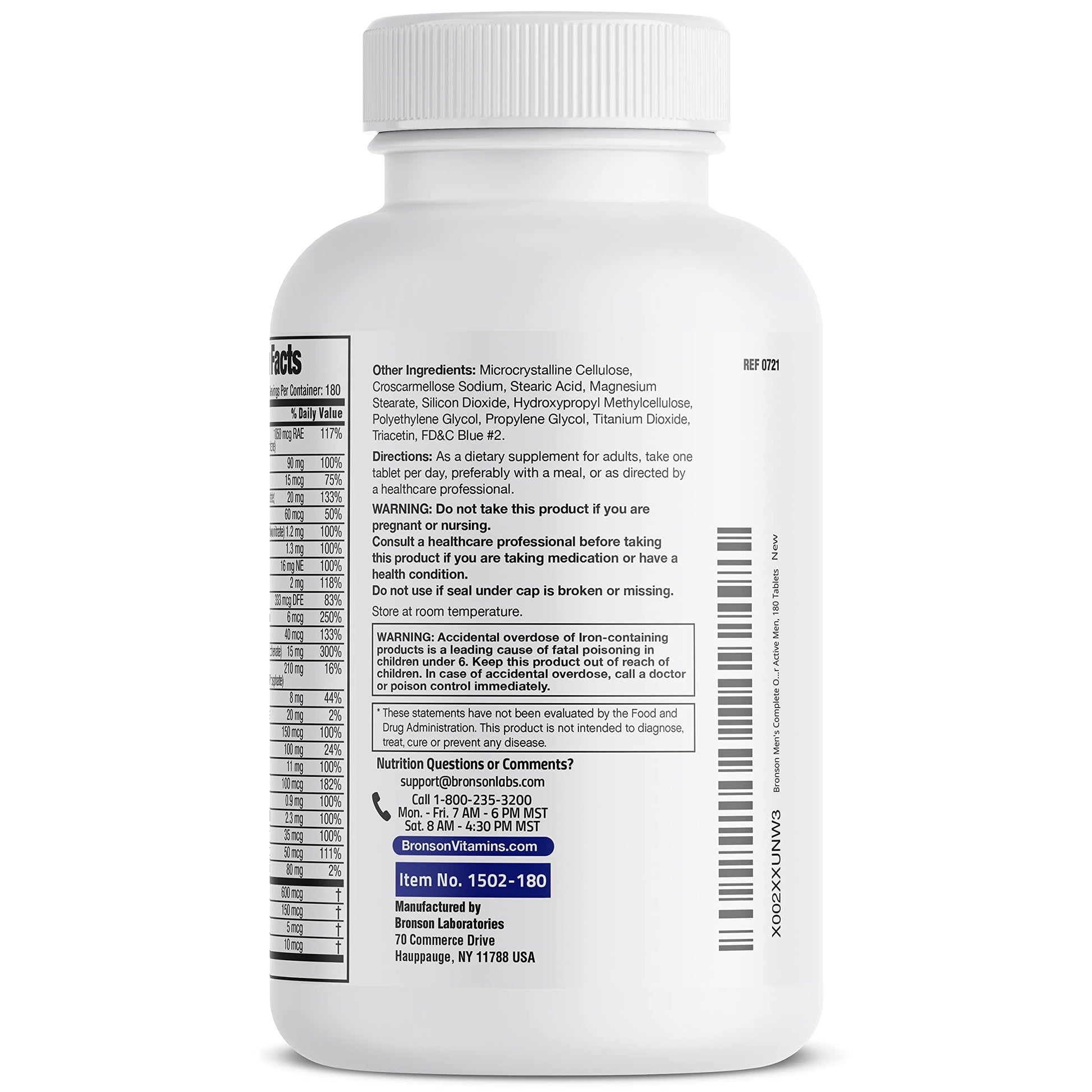 Bronson ONE Daily Men’s Complete Multivitamin Multimineral Once-Daily Multi for Active Men, 180 Tablets Bronson buy supplements canada