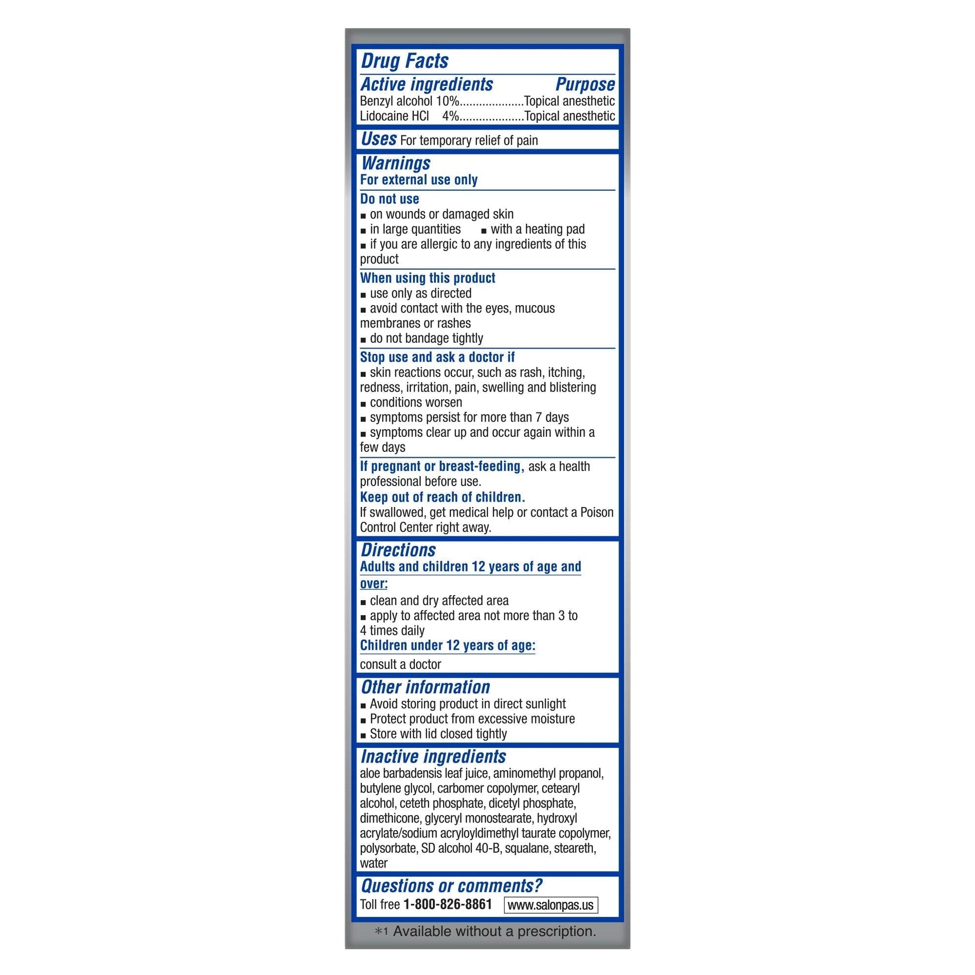 Salonpas Lidocaine Plus Pain Relieving Cream, 3 Ounce Tube Salonpas buy supplements canada