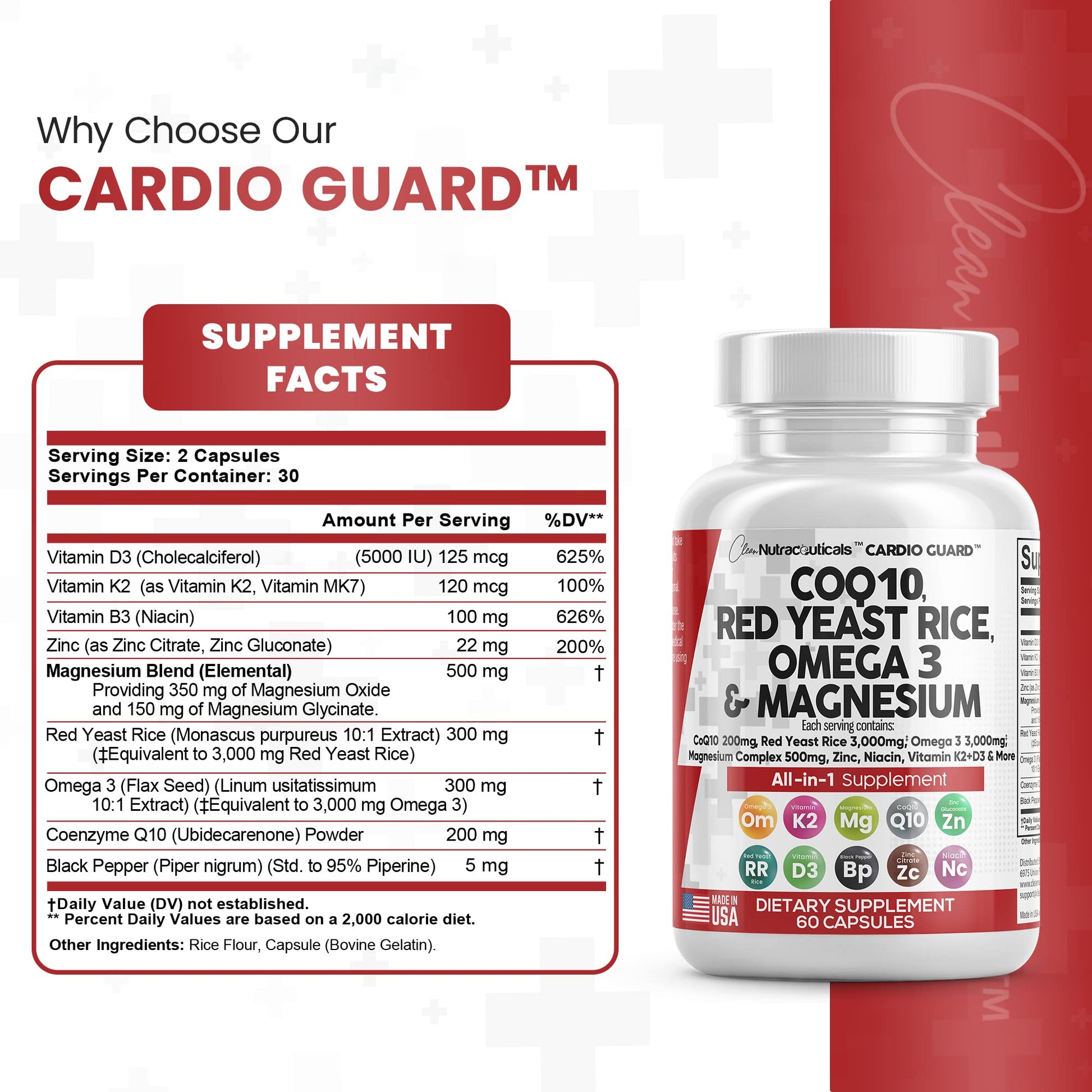 COQ10 200mg Red Yeast Rice 3000mg Omega 3 3000mg Magnesium Clean Nutraceuticals buy supplements canada