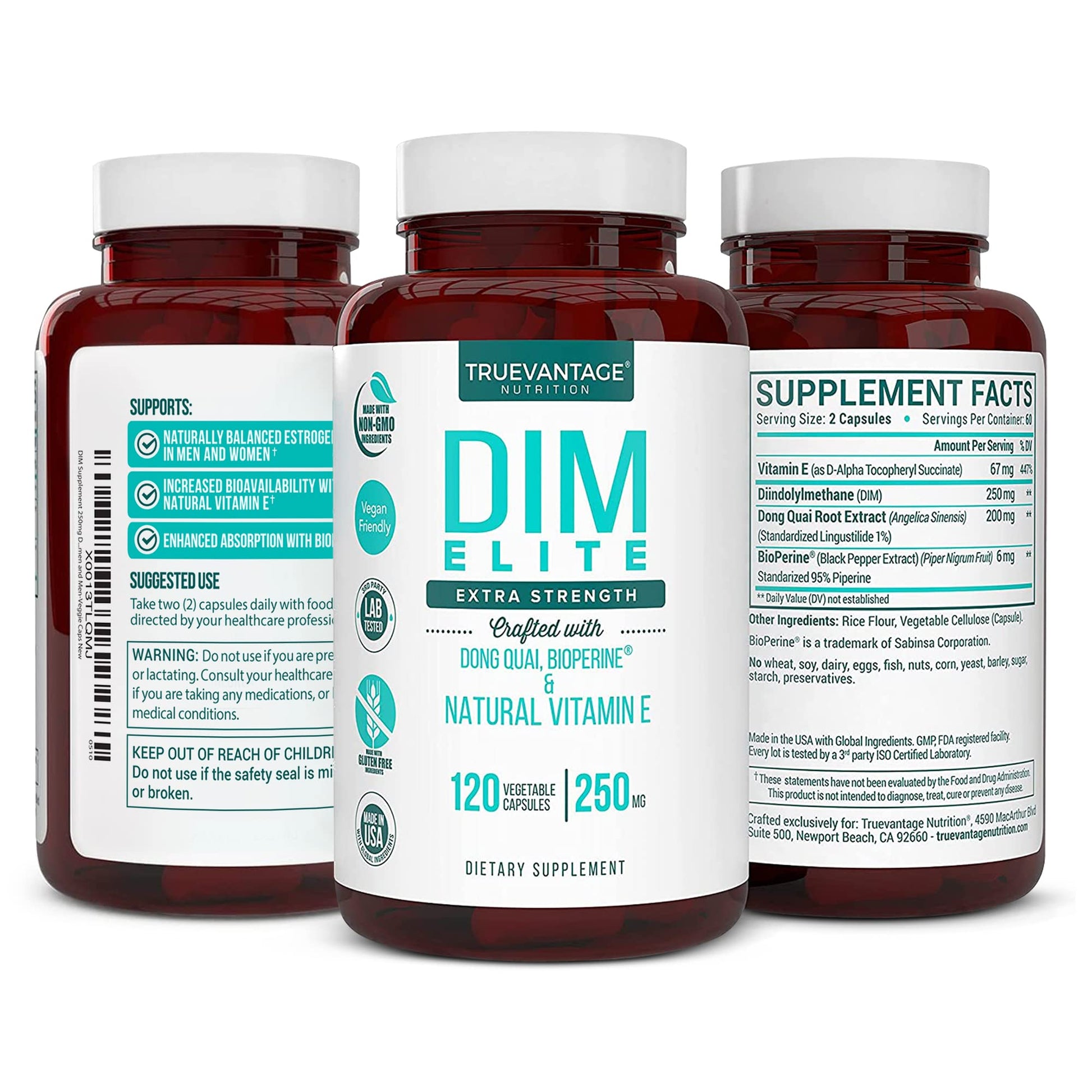 DIM Supplement 250mg (Diindolylmethane)-Plus Dong Quai, Natural Vitamin E & BioPerine - Supports Menopause Relief & Hormonal Acne -Hormone Balance Support for Women and Men-Veggie Caps Truevantage Nutrition buy supplements canada