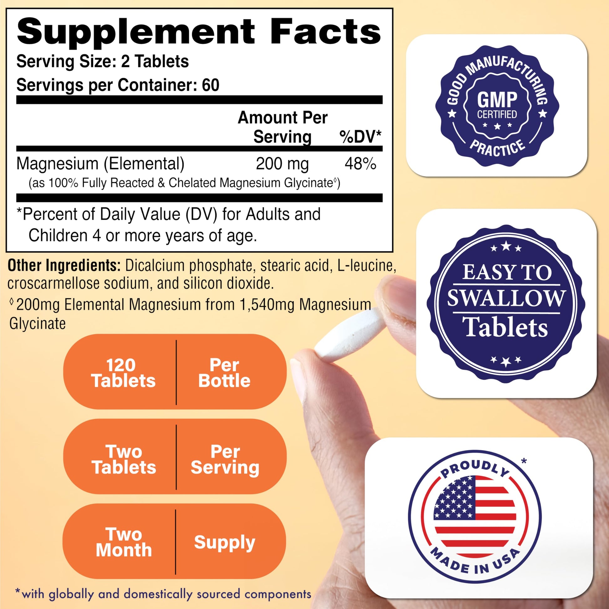 Magnesium Glycinate - Muscle, Nerves, Relaxation & Sleep Supplement | 200mg Elemental Magnesium Fully Reacted Chelated | Gentle on the Stomach | Non-GMO 120 Tablets | by Health Thru Nutrition Health Thru Nutrition buy supplements canada