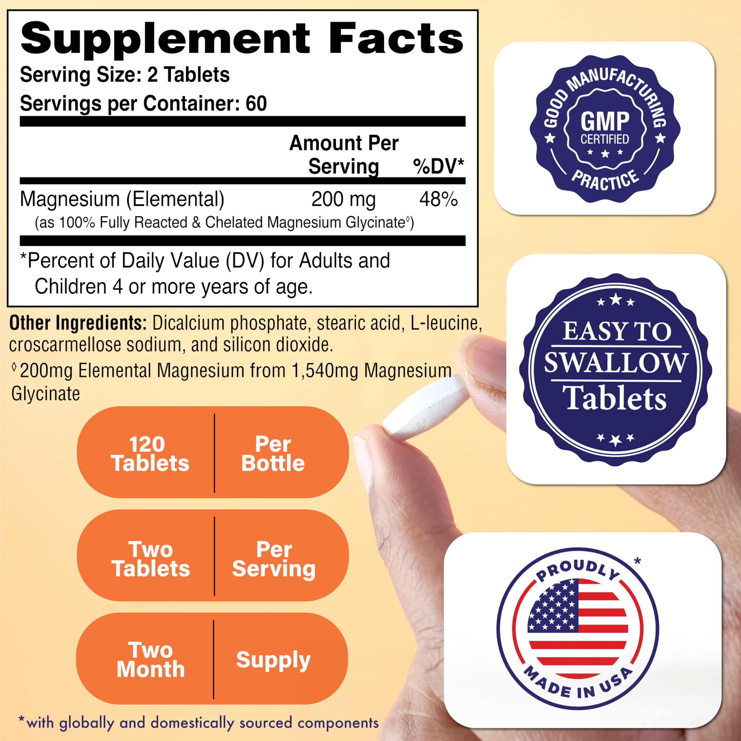 Magnesium Glycinate - Muscle, Nerves, Relaxation & Sleep Supplement | 200mg Elemental Magnesium Fully Reacted Chelated | Gentle on the Stomach | Non-GMO 120 Tablets | by Health Thru Nutrition Health Thru Nutrition buy supplements canada