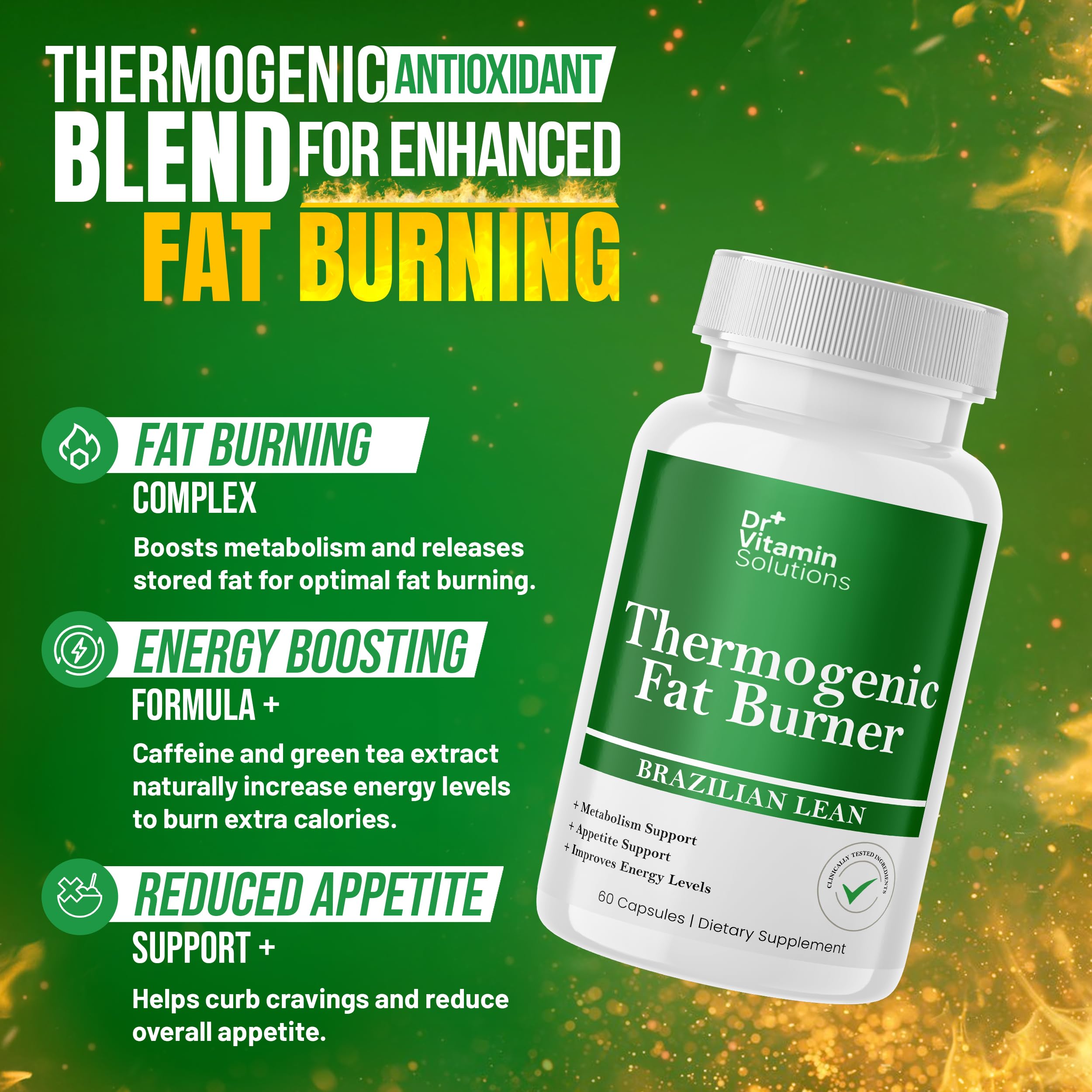 Thermogenic Fat Burner Brazilian Lean, Pills for Women, Waist Trimmer & Supplements for Bloating for Women & Men, 60 Capsules DR VITAMIN SOLUTIONS buy supplements canada