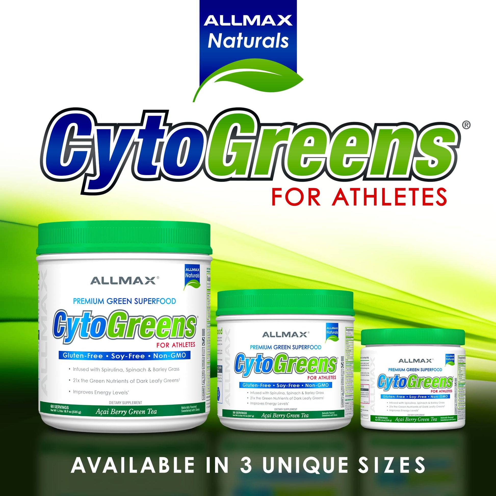 ALLMAX Naturals CytoGreens Super Greens Powder, Premium Green Superfood with Greens, Superfoods, Daily Greens Supplement, Acai Berry Green Tea, 14 Servings ALLMAX buy supplements canada