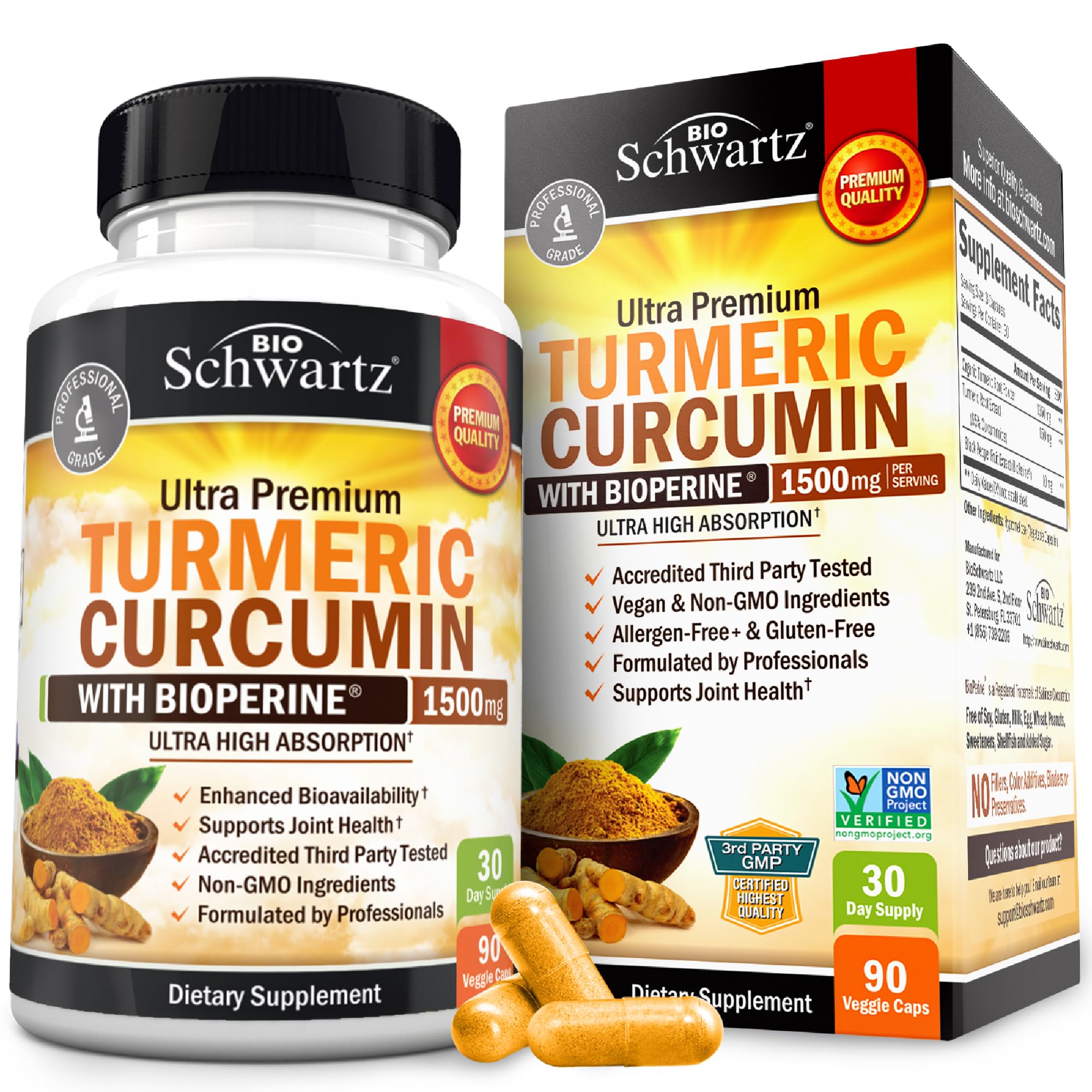 Turmeric Curcumin with Black Pepper Extract 1500mg - High Absorption Ultra Potent Turmeric Supplement with 95% Curcuminoids and BioPerine BioSchwartz buy supplements canada