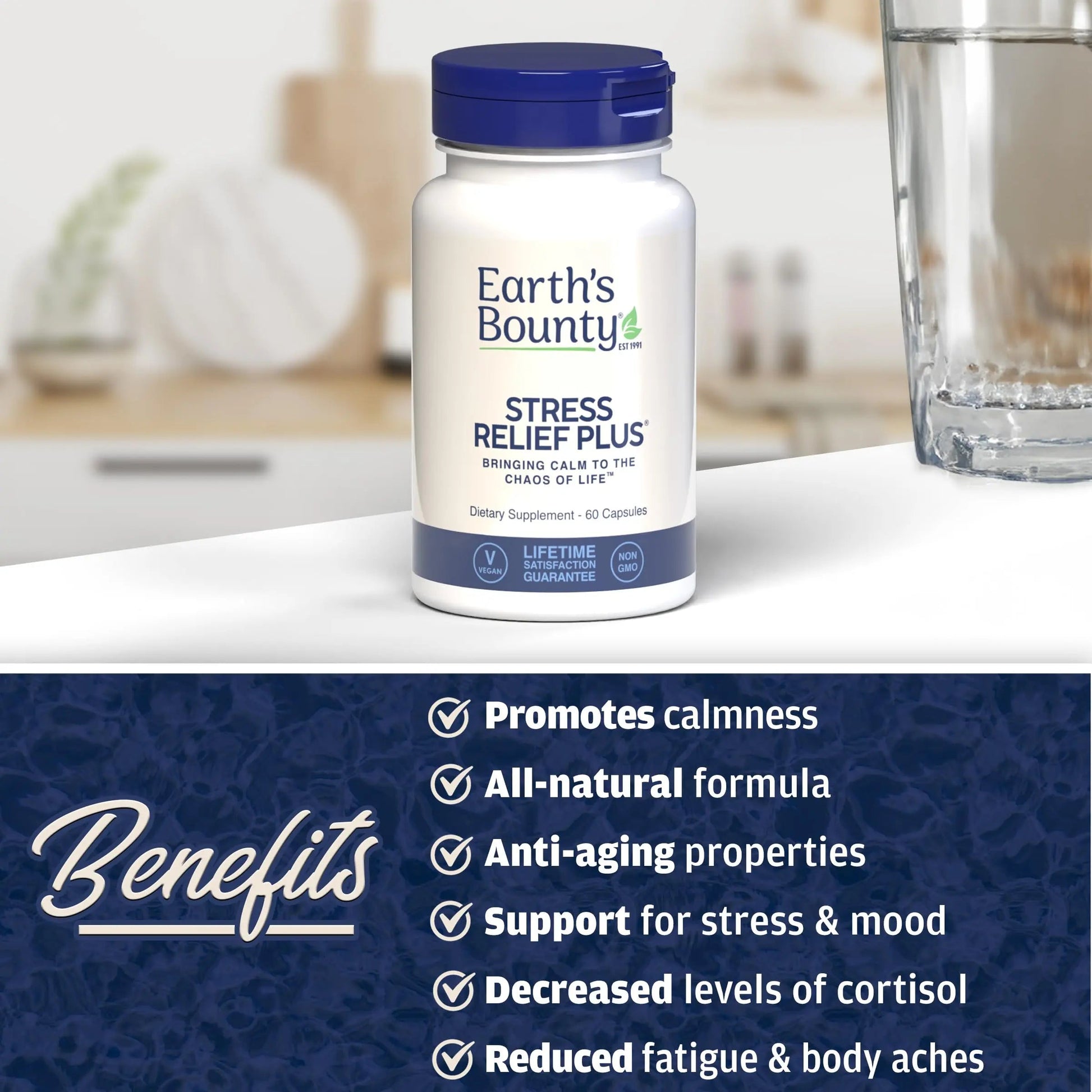 Earth's Bounty - Stress Relief Plus - 60 Vegetarian Capsules - All Natural Formula - Stress Support & Mood Enhancing Supplement Earth's Bounty buy supplements canada