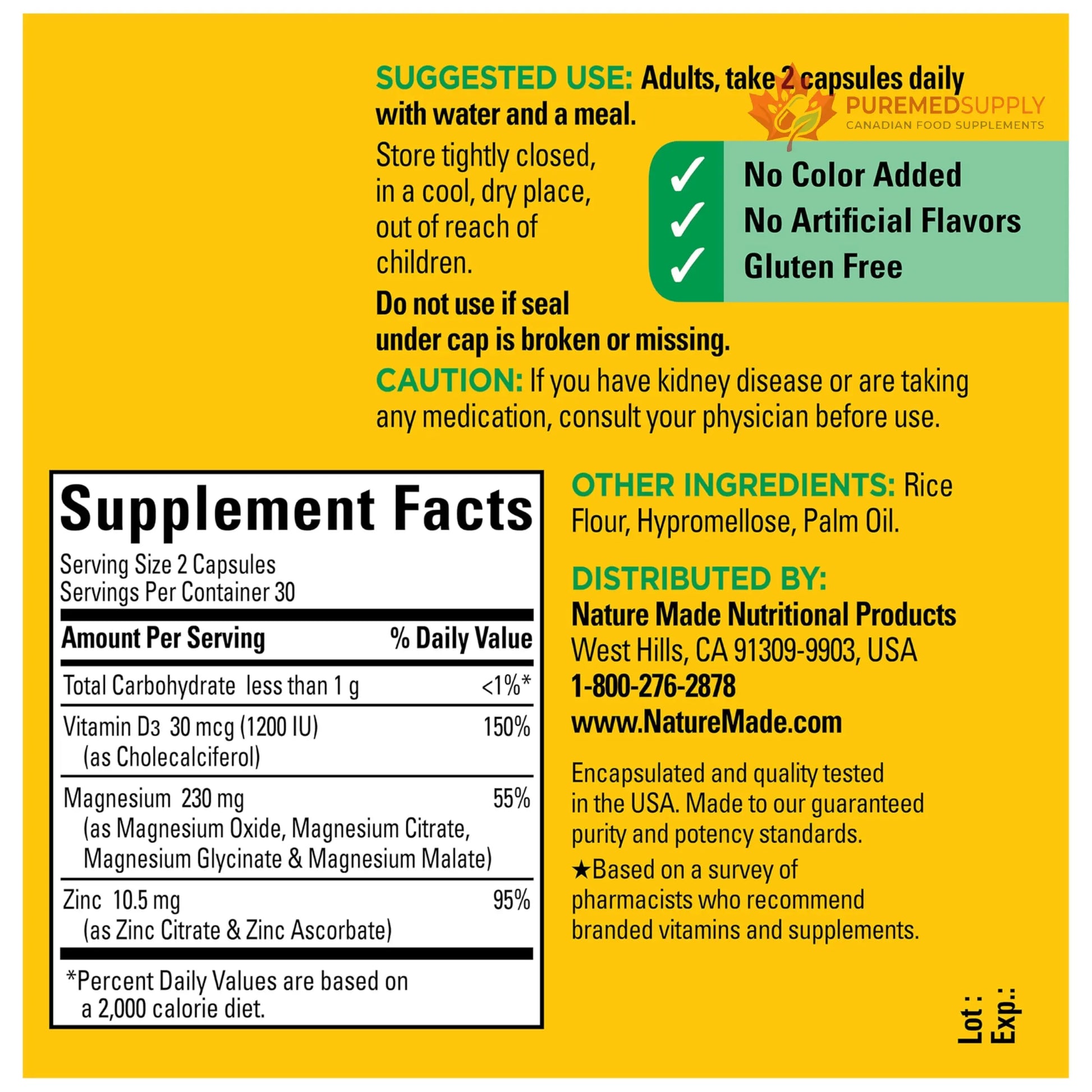 Nature Made Magnesium Complex Supplement with Vitamin D & Zinc for Immune Support, Magnesium Glycinate, Malate, Citrate & Oxide for Muscle, Nerve, Heart & Bone Support, 60 Capsules, 30 Day Supply Nature Made buy supplements canada