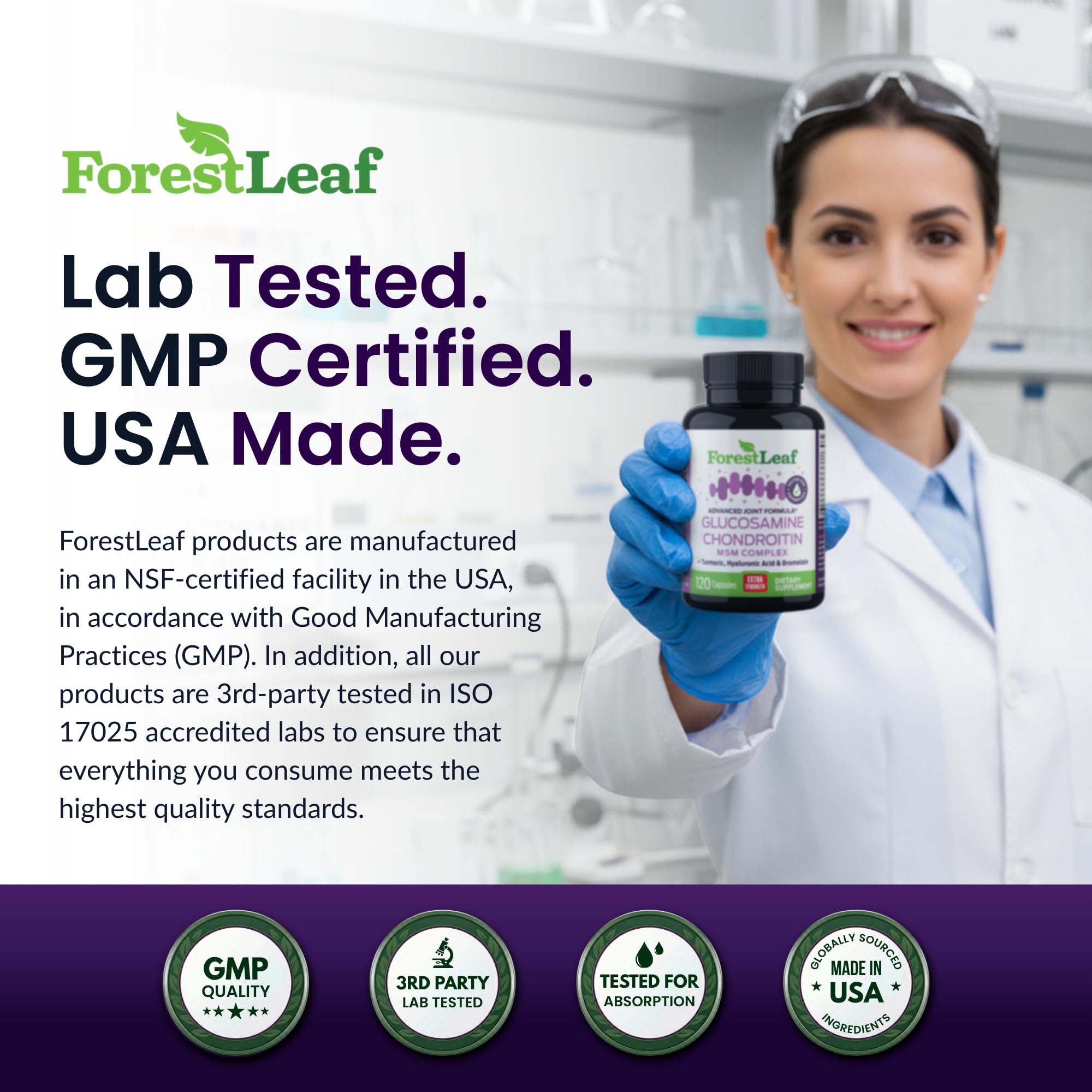 ForestLeaf Glucosamine Chondroitin MSM Joint Supplement Complex - 1200mg - 120 Caps ForestLeaf buy supplements canada
