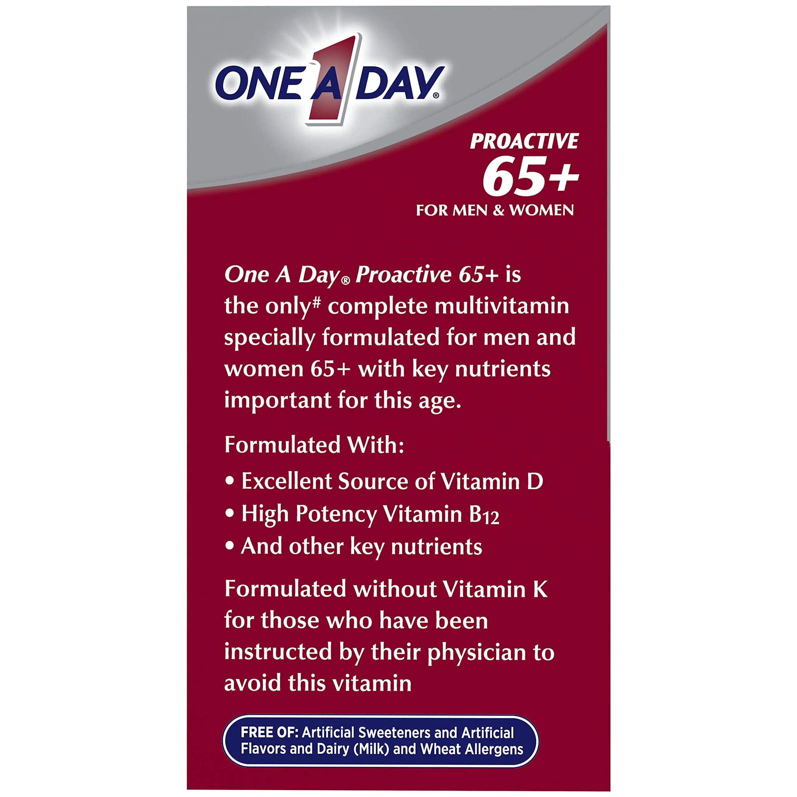 ONE A DAY Proactive 65+, Mens & Womens Multivitamin, Supplement with Vitamin A, Vitamin C, Vitamin D, and Zinc for Immune Health Support ONE A DAY buy supplements canada