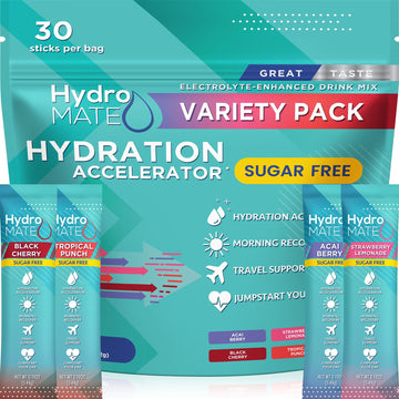 Electrolyte Powder Sugar-Free Hydration Packets Variety Pack HydroMATE 30 Sticks NatureWorks buy supplements canada