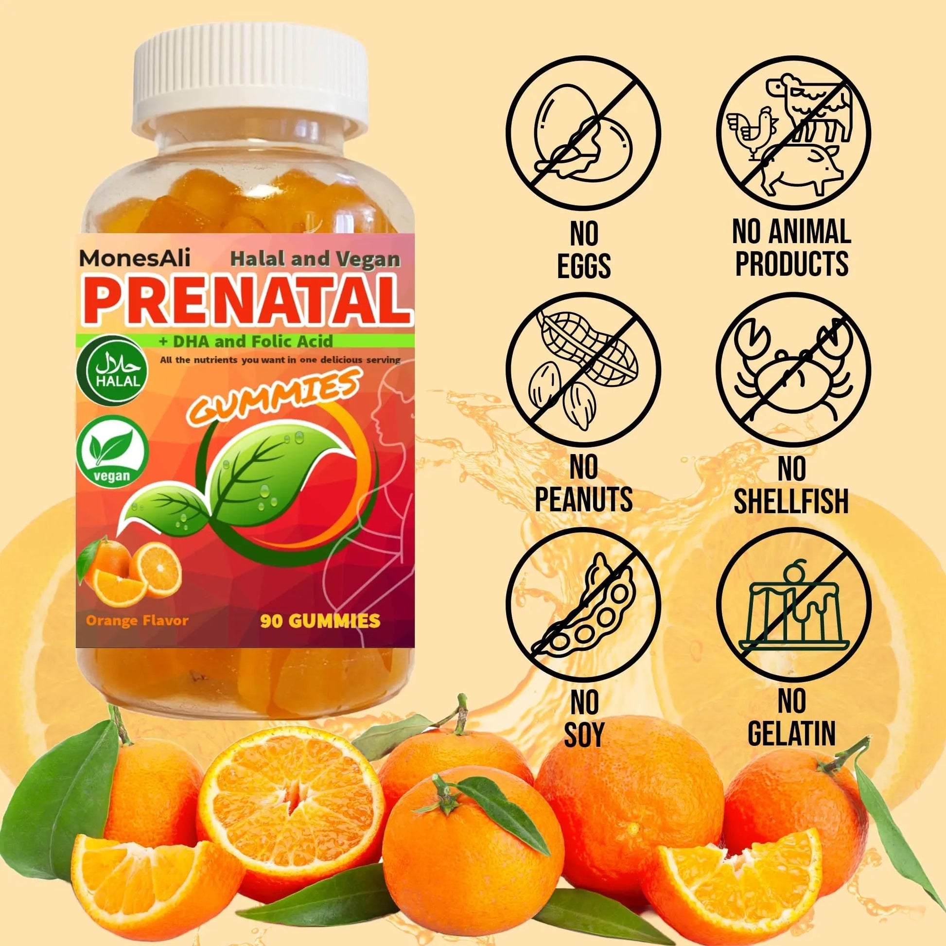 MonesAli Prenatal Gummies for Women Vitamins| & Postnatal | Vegan, Halal, Gelatin Free | with Folate, Iron & Biotin | MonesAli buy supplements canada