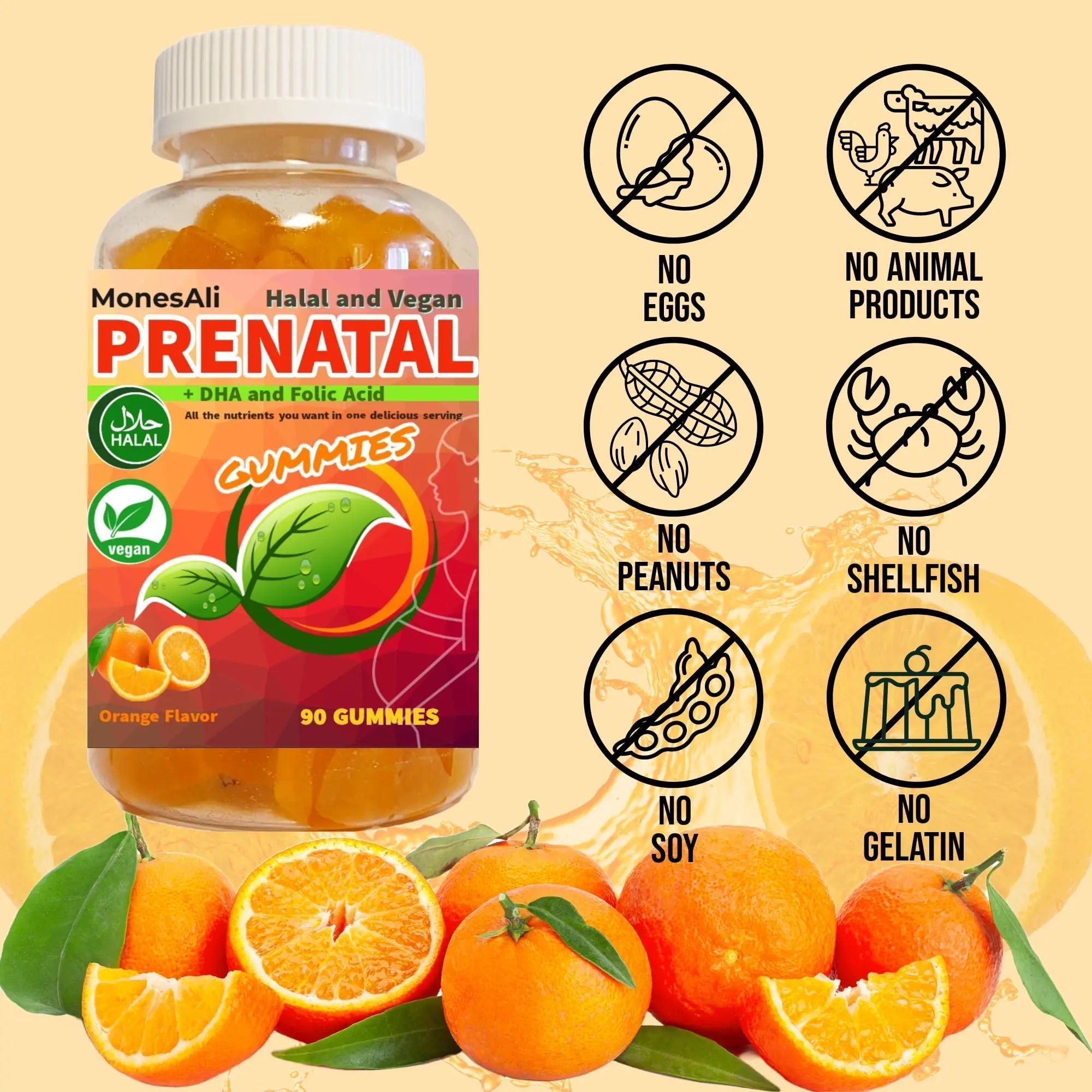 MonesAli Prenatal Gummies for Women Vitamins| & Postnatal | Vegan, Halal, Gelatin Free | with Folate, Iron & Biotin | MonesAli buy supplements canada