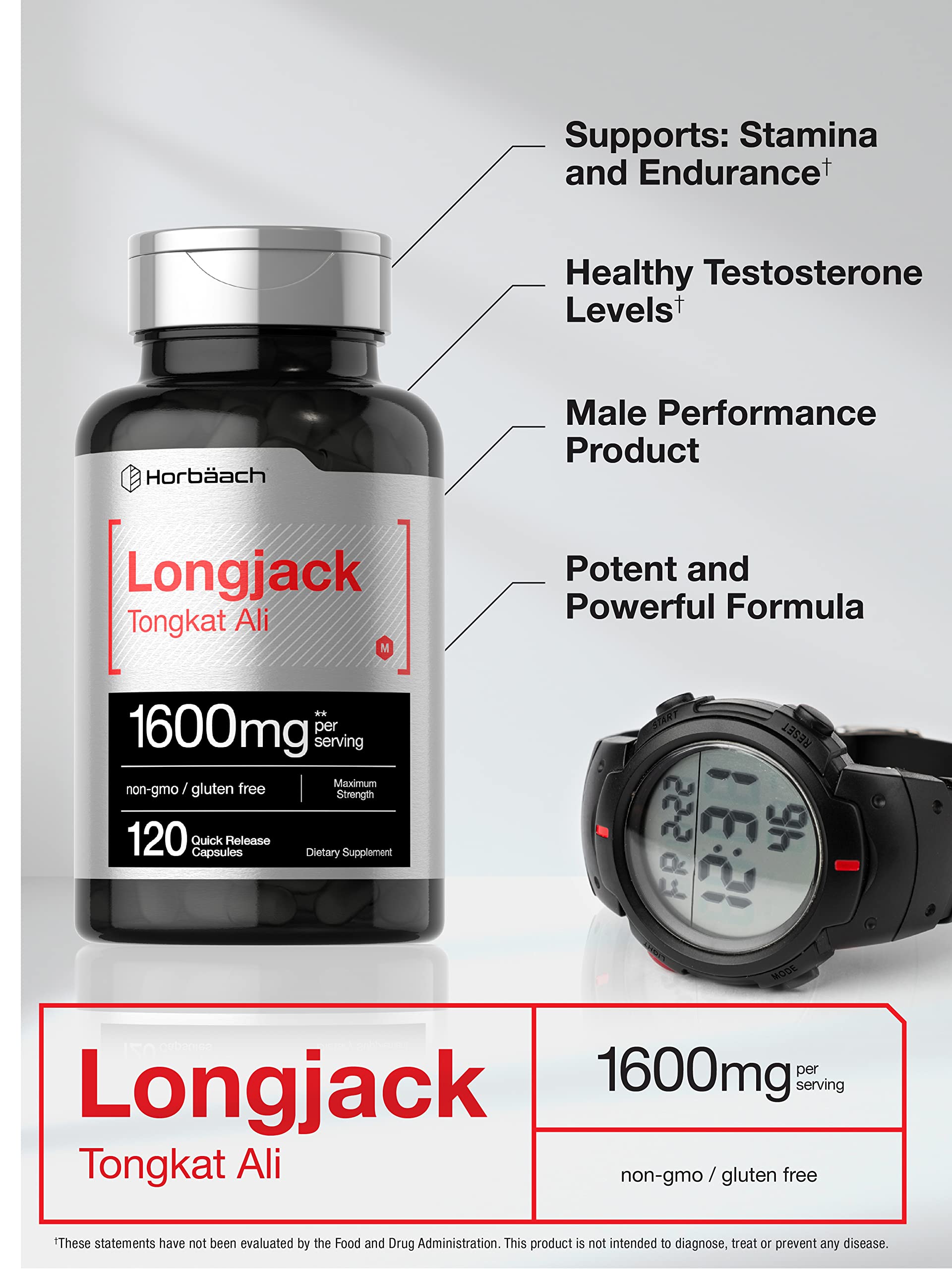 Longjack Tongkat Ali 1600 mg | 120 Capsules | Longifolia Root Extract Powder | Maximum Horbäach buy supplements canada
