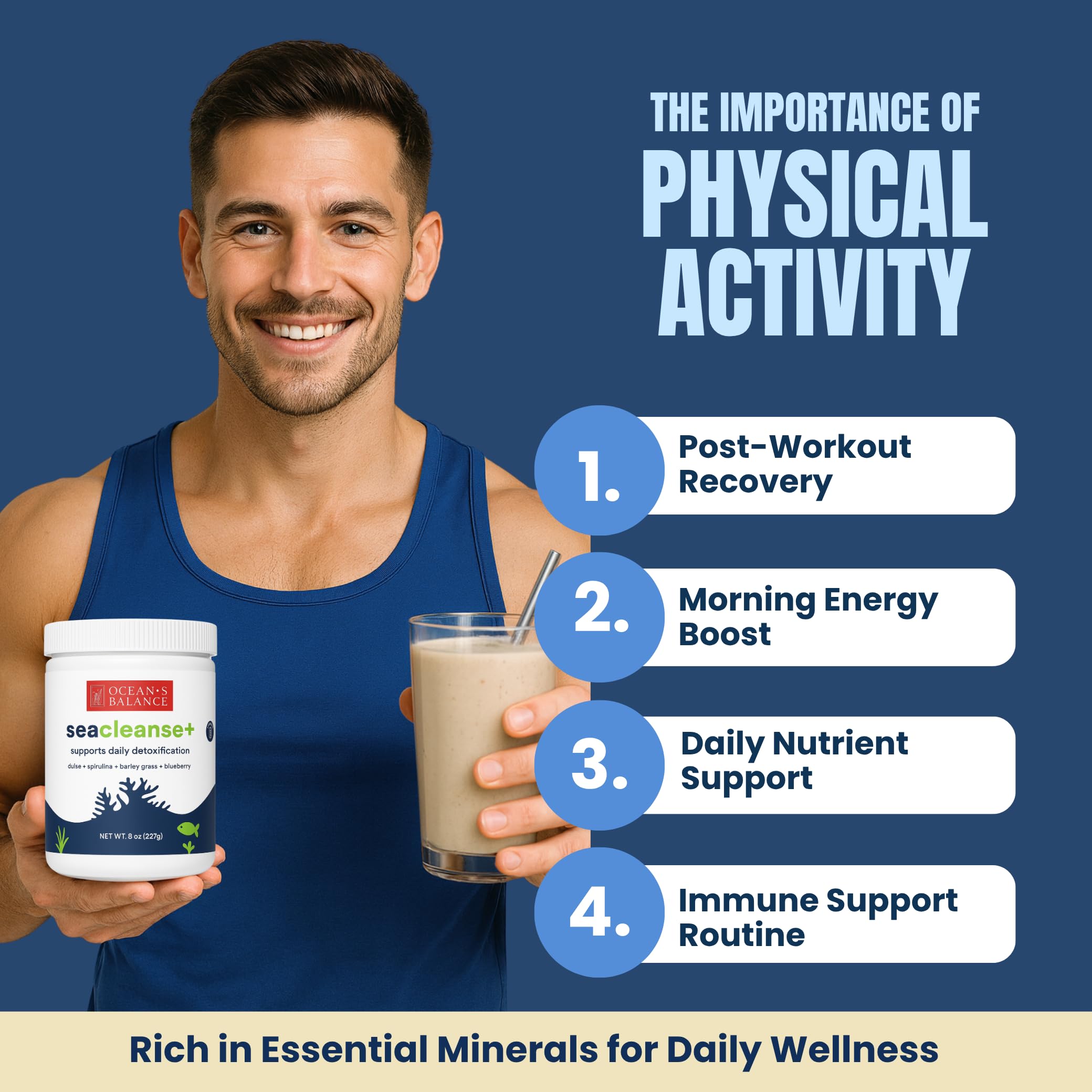 Ocean's Balance Seacleanse+ Daily Detox Cleanse Powder | Gut Health & Immune Support | Supports Gentle Cleanse & Vitality | 8oz Ocean's Balance Clean Taste of Maine buy supplements canada