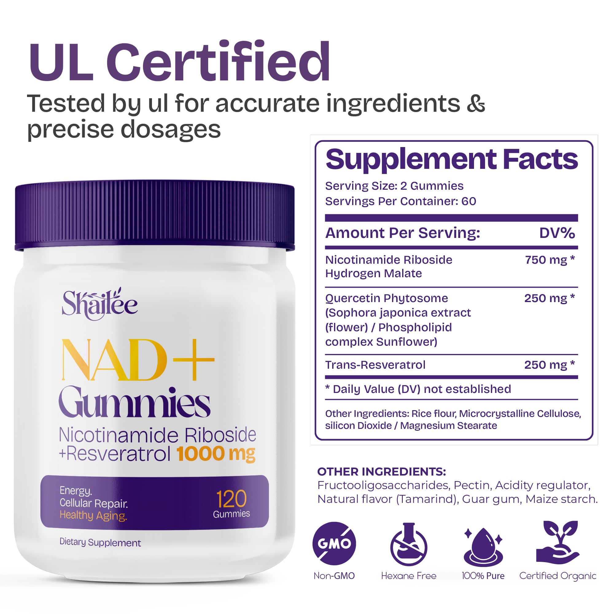 NAD Supplements for Women with Resveratrol, 1000mg Liposomal Nicotinamide Riboside with Quercetin, NMN Supplement Alternative Supports Cellular Energy & Repair, 120 NAD Gummies for Brain Boost Shailee buy supplements canada