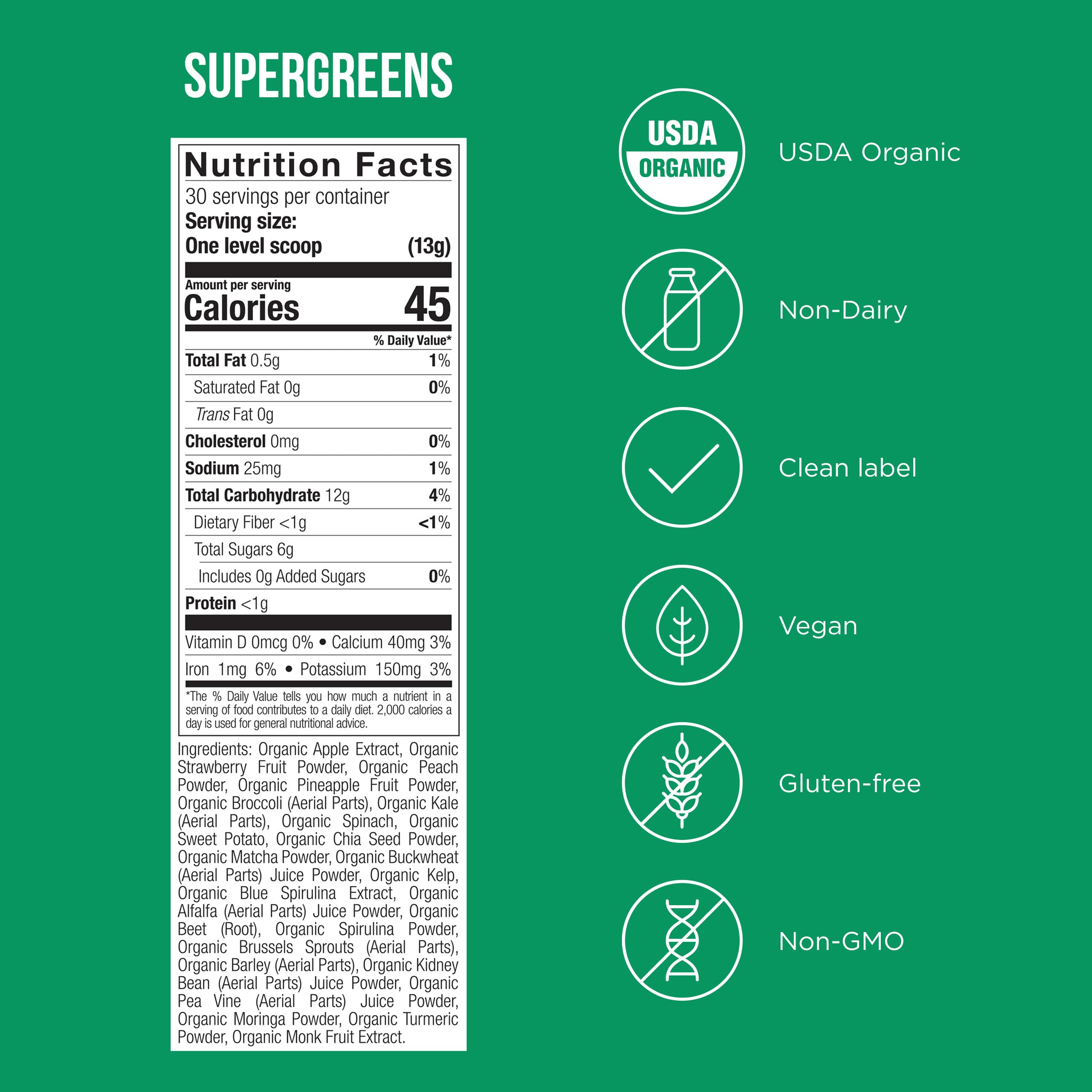 Possible SuperGreens - Potent Superfoods Blend - Plant-Based Antioxidant Support - Greens Powder Supplement & Drink Mix - Non-GMO, Vegan & Gluten-Free - SuperGreens (30 Servings) Possible buy supplements canada