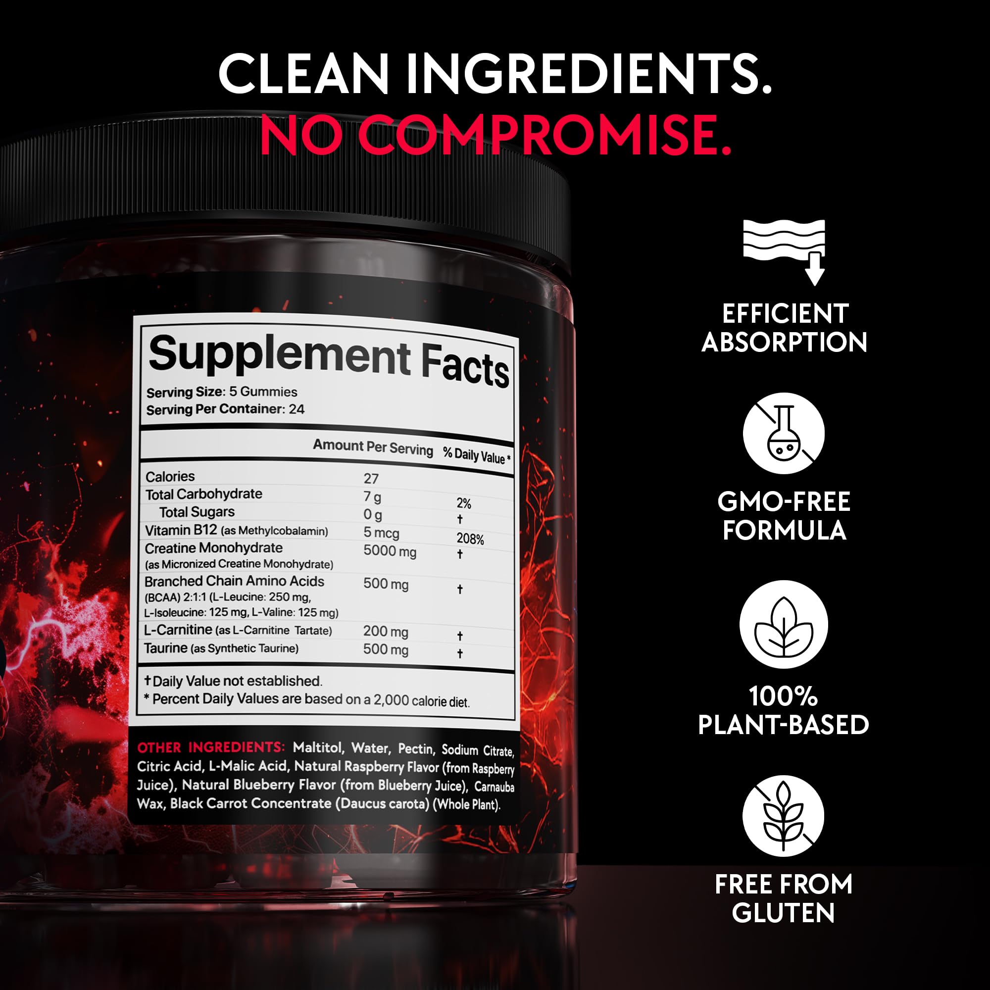 Creatine Monohydrate Gummies Complex 5000 MG for Men & Women, Preworkout Gummy with BCAA, L-Carnitine, Taurine & Vitamin B12 for Muscle Growth, Blumask Lab buy supplements canada