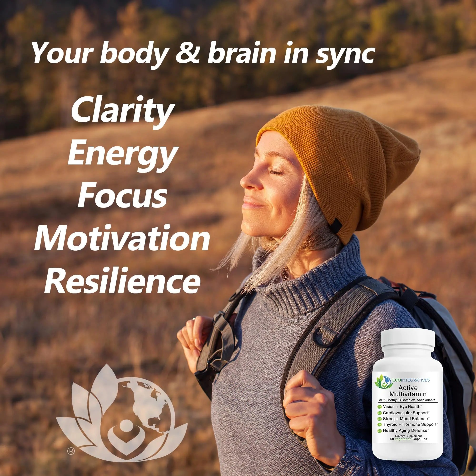 EcoIntegratives Active Multivitamin | ADK, Methyl B Complex, Antioxidants | Quatrefolic Folate, Methyl B12, P5P, Vitamin D3, K1/K2 | EcoIntegratives buy supplements canada