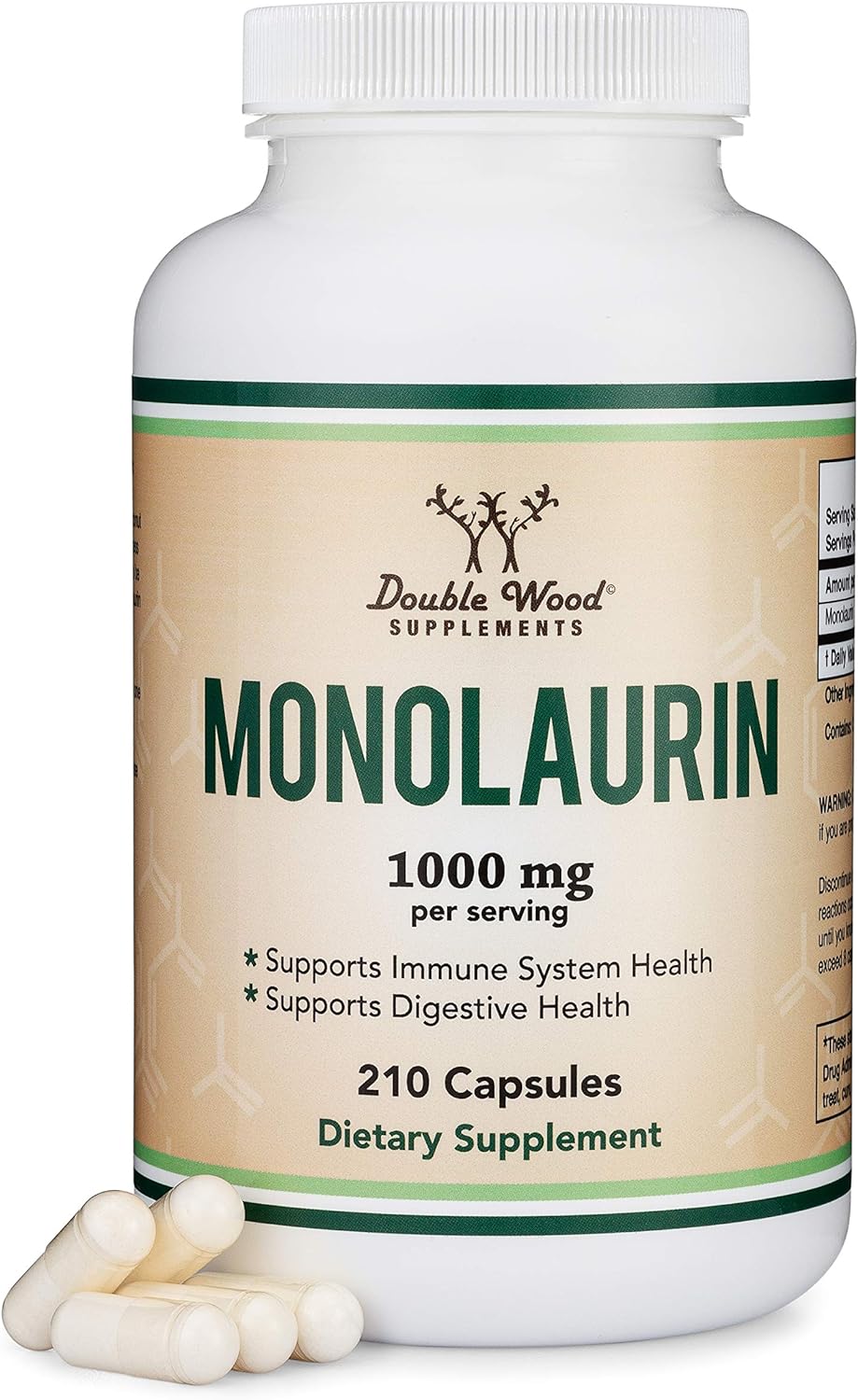 Monolaurin Immune Support Supplement 1,000mg per Serving, 210 Capsule Double Wood Supplements buy supplements canada