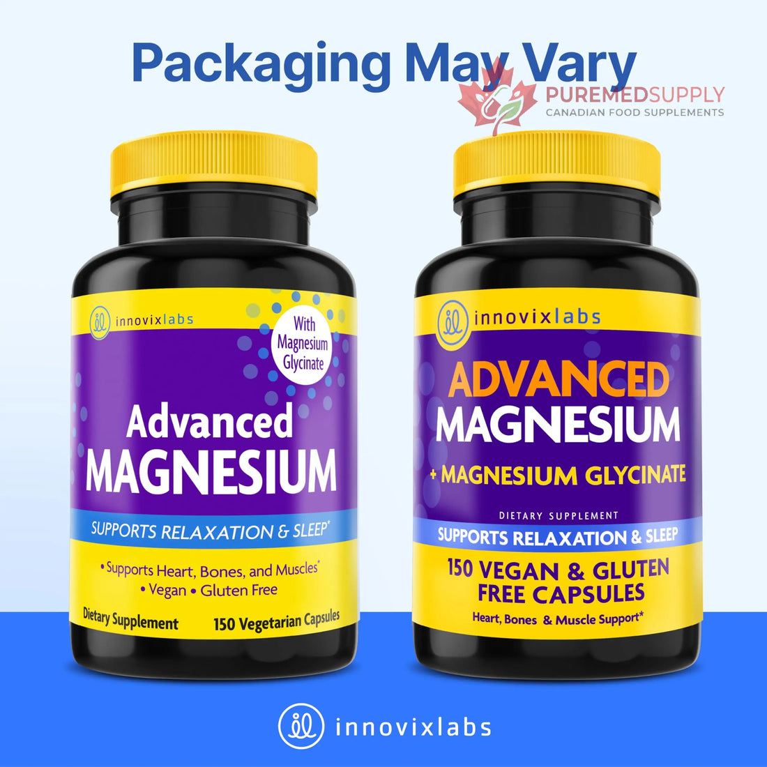 InnovixLabs Advanced Magnesium Capsules - 150 Ct, 210 mg - Chelated Glycinate and Malate - High Absorption, Promotes Relaxation, Bones, Muscle Health, Vegan Malate Sleep Supplement InnovixLabs buy supplements canada