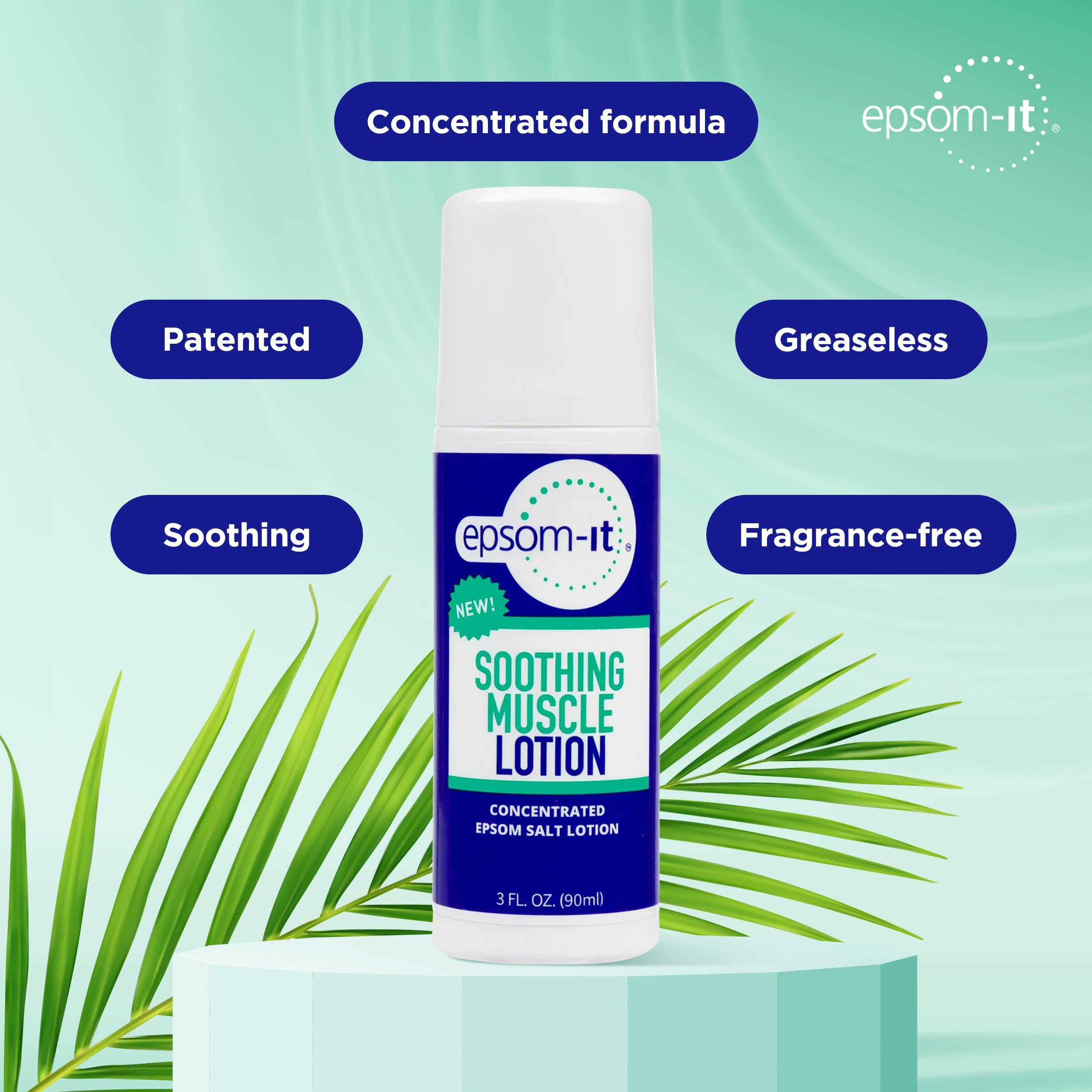 EPSOM-IT Soothing Muscle Lotion - Roll On Epsom Salt Lotion with Arnica for Muscle Stiffness, Leg, Knees and Feet Discomfort, Topical Magnesium Cream, 3oz, 2-Pack EPSOM-IT buy supplements canada