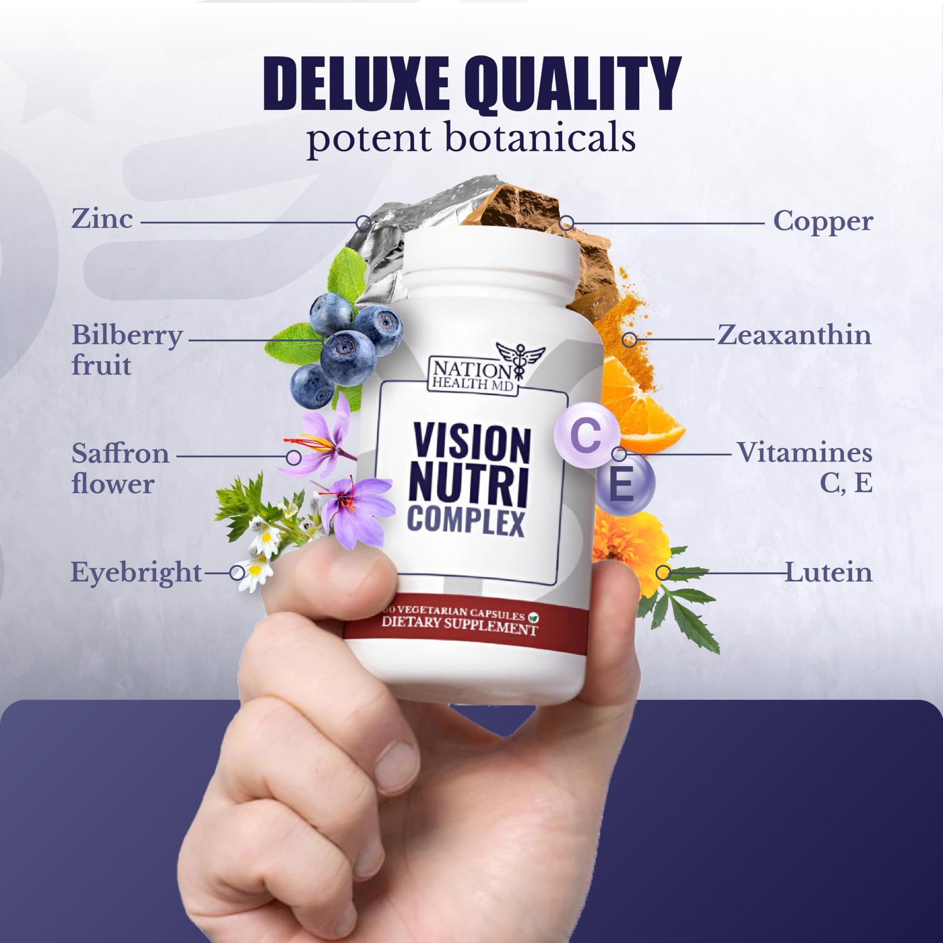 NATION HEALTH MD Vision Nutri Complex - Eye Vitamins with Lutein, Bilberry - Eye and Vision Health for Men & Women - 60 Capsules NATION HEALTH MD buy supplements canada