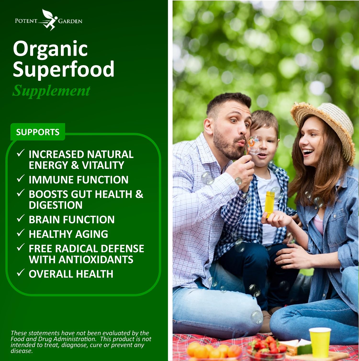 Potent Garden Organic Superfood Greens, Fruit and Veggies Supplement Rich in Vitamins & Antioxidants with Alfalfa, Beet Root & Tart Cherry to Boost Energy, Immunity & Gut Health, Greens Tablets 60 Ct Potent Garden buy supplements canada