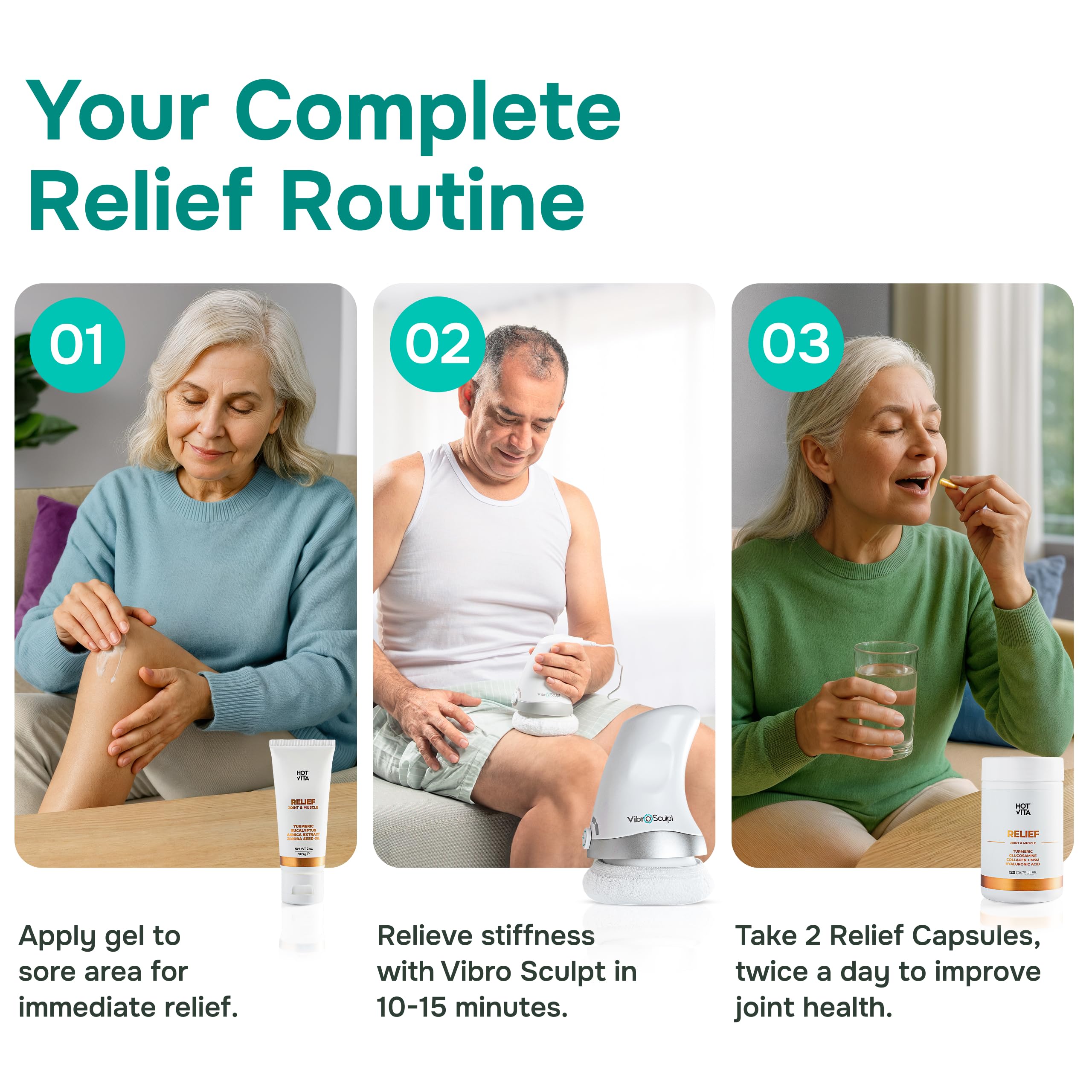 Hot Vita Relief Gel - Plant-Based Cooling Gel with Arnica, Turmeric & Eucalyptus - Soothing Formula for Muscle Fatigue, Tired Legs Hot Vita buy supplements canada