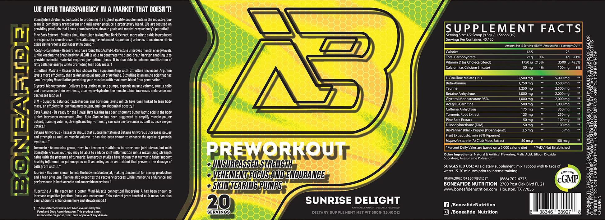 Boneafide Preworkout (Sunrise Delight) Boneafide Nutrition buy supplements canada