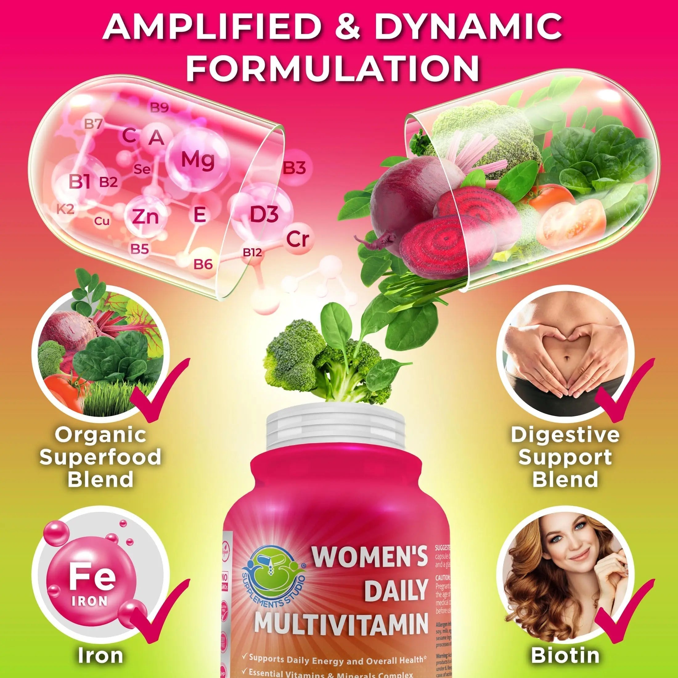 SUPPLEMENTS STUDIO Vegan Bone, Immune, & Energy Support Trio – Whole Food Multivitamin with Iron + Women’s Multivitamin with Iron SUPPLEMENTS STUDIO buy supplements canada