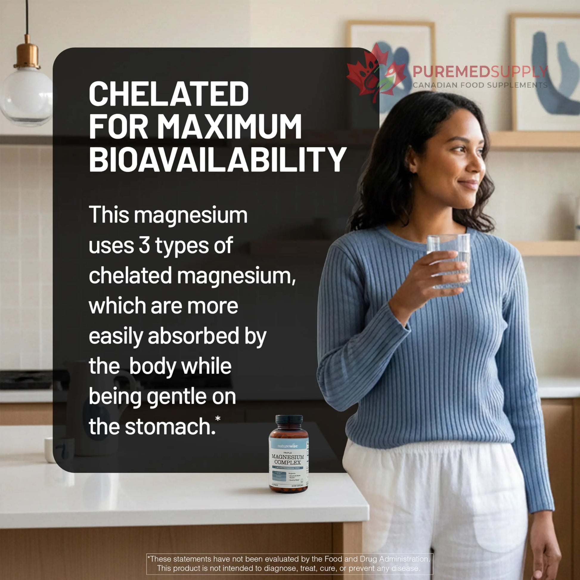 NatureWise Triple Magnesium Complex - High Absorption Magnesium Glycinate + Malate + Citrate for Muscle Nerve & Sleep Support - Vegan 90 Capsules NatureWise buy supplements canada