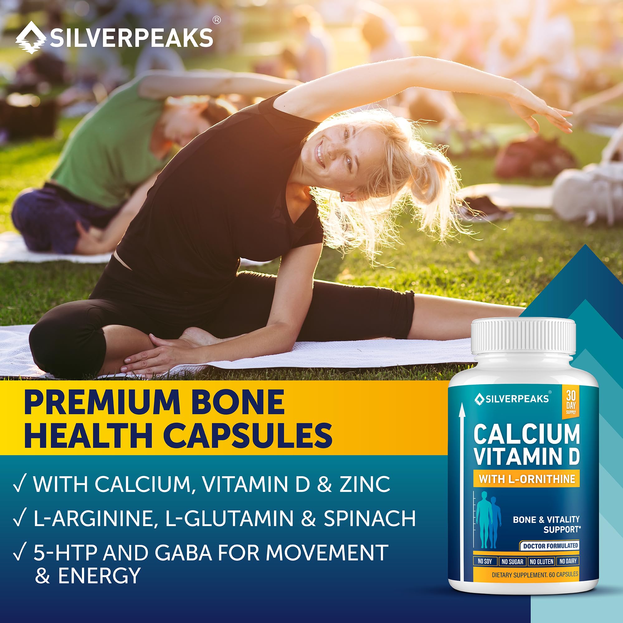 Calcium Supplement with Vitamin D3 and Zinc for Bone Health – Supports Bone Strength & Density – Gentle Non-Constipating Mineral & Amino Acids Blend for Women & Men - 60 Capsules (30 Day Supply) SILVERPEAKS buy supplements canada