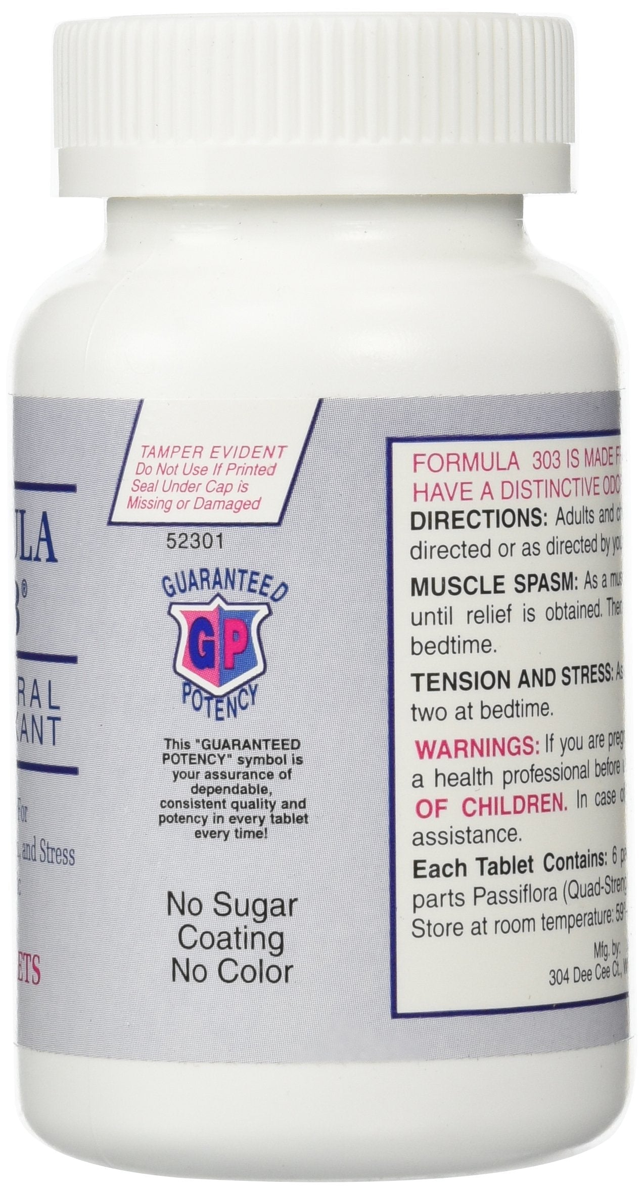 Dee Cee Labs Formula 303 Maximum Strength All-Natural Relaxant Tablets, 250 Tablets; All-Natural Relaxant containing Magnesium for Sore Muscles, Passion Flower, and Valerian Root Dee Cee Laboratories buy supplements canada